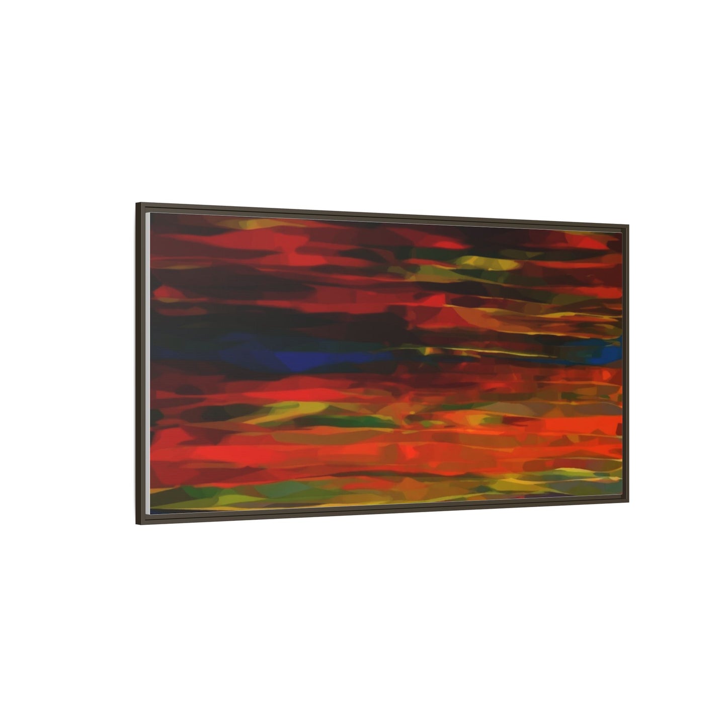 Abstract Multi-Color Matte Canvas Framed Wall Art — Bold Red & Blue Modern Painting