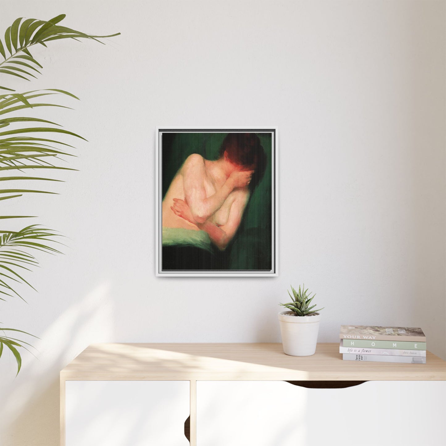 Female Nude by János Vaszary Framed Matte Canvas Wall Art Print
