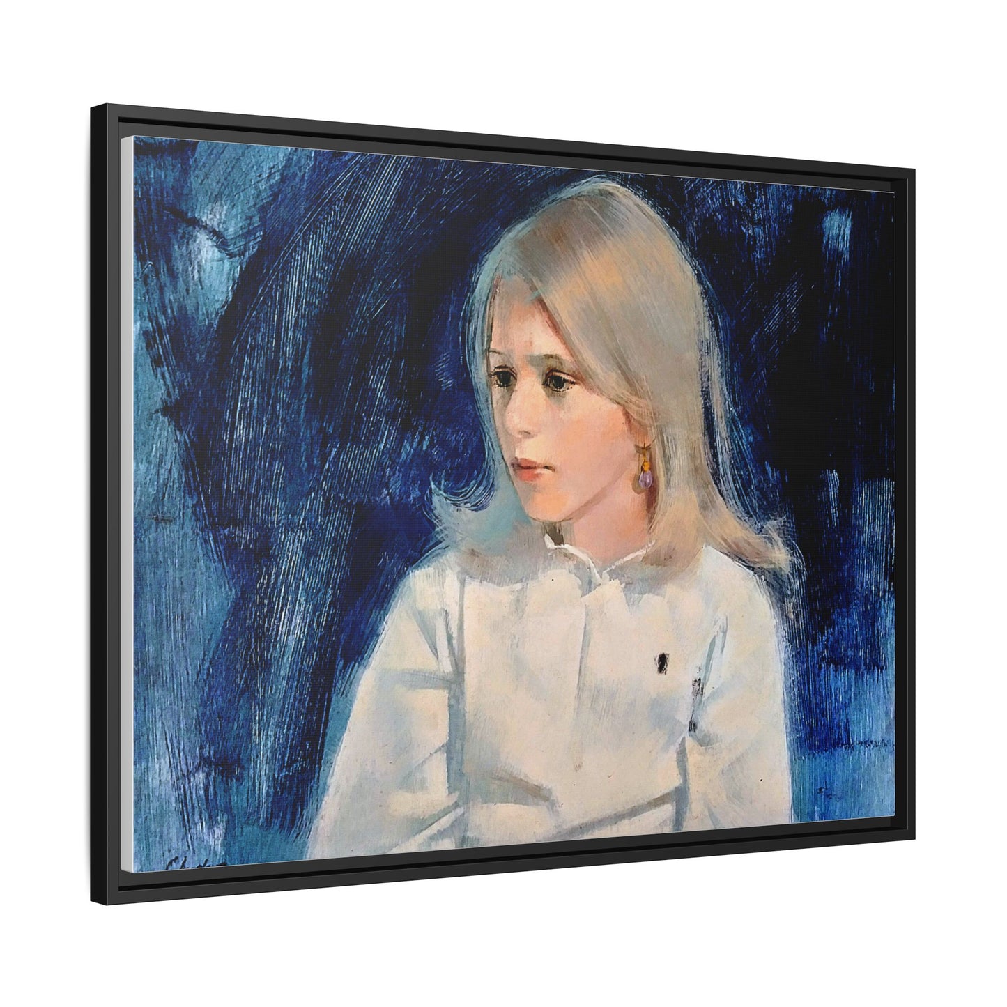 Painting of girl by Unknown Artist Framed Matte Canvas Classic Wall Art