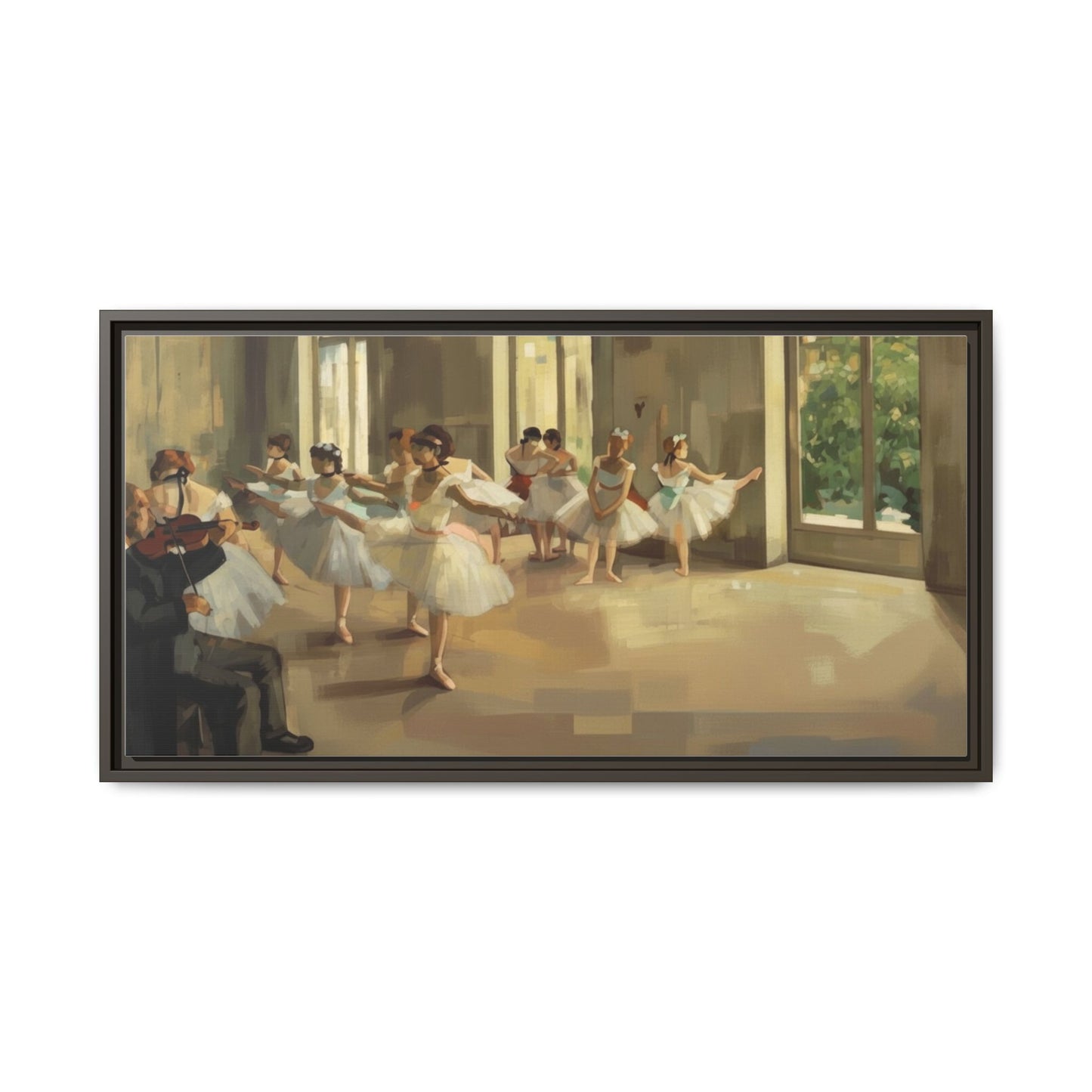 Framed Matte Canvas Print — Ballet Class Scene (Impressionist Dancers)
