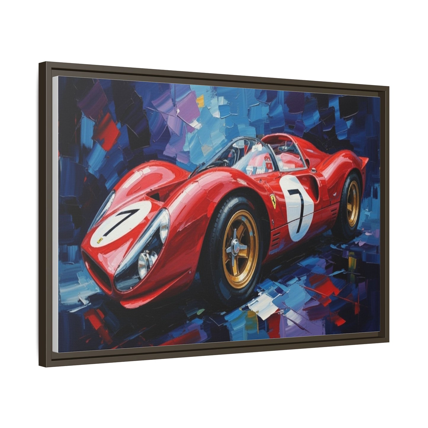Vintage Ferrari Red Racecar Matte Canvas Framed Wall Art