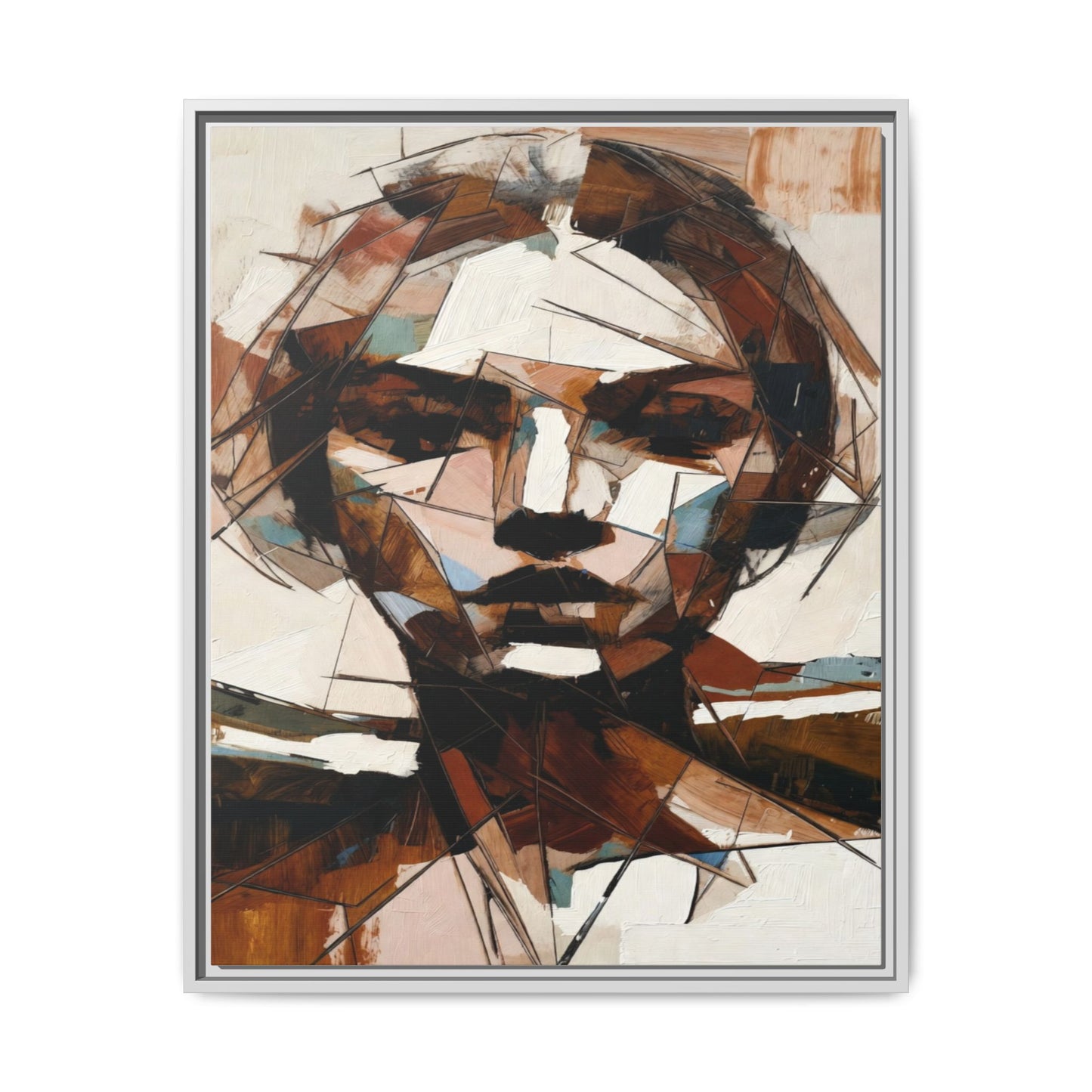 Abstract Woman Portrait Matte Canvas Framed — Geometric Multi-Color Wall Art