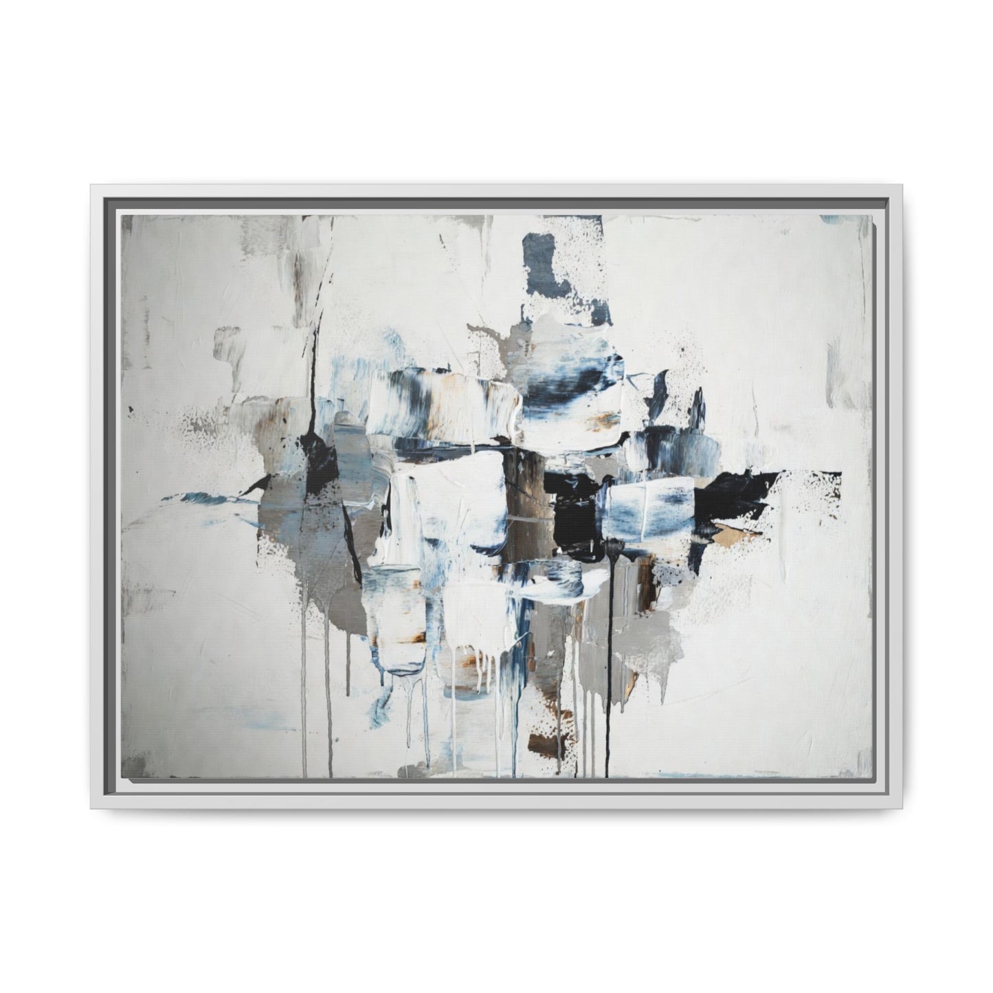 Framed Abstract Canvas Art — Blue Neutral Modern Wall Print