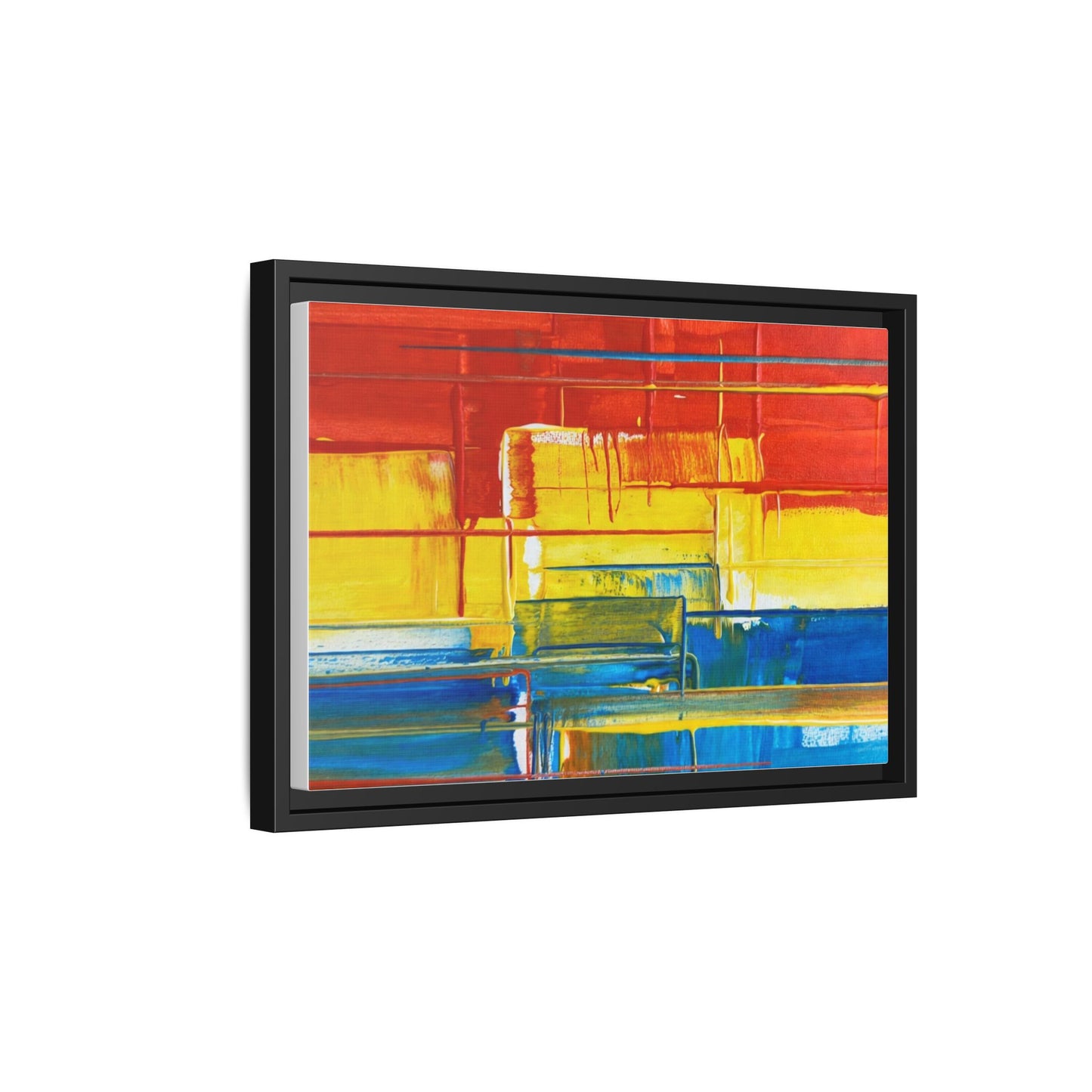 Abstract Multi-Color Framed Canvas Art — Modern Geometric Wall Decor