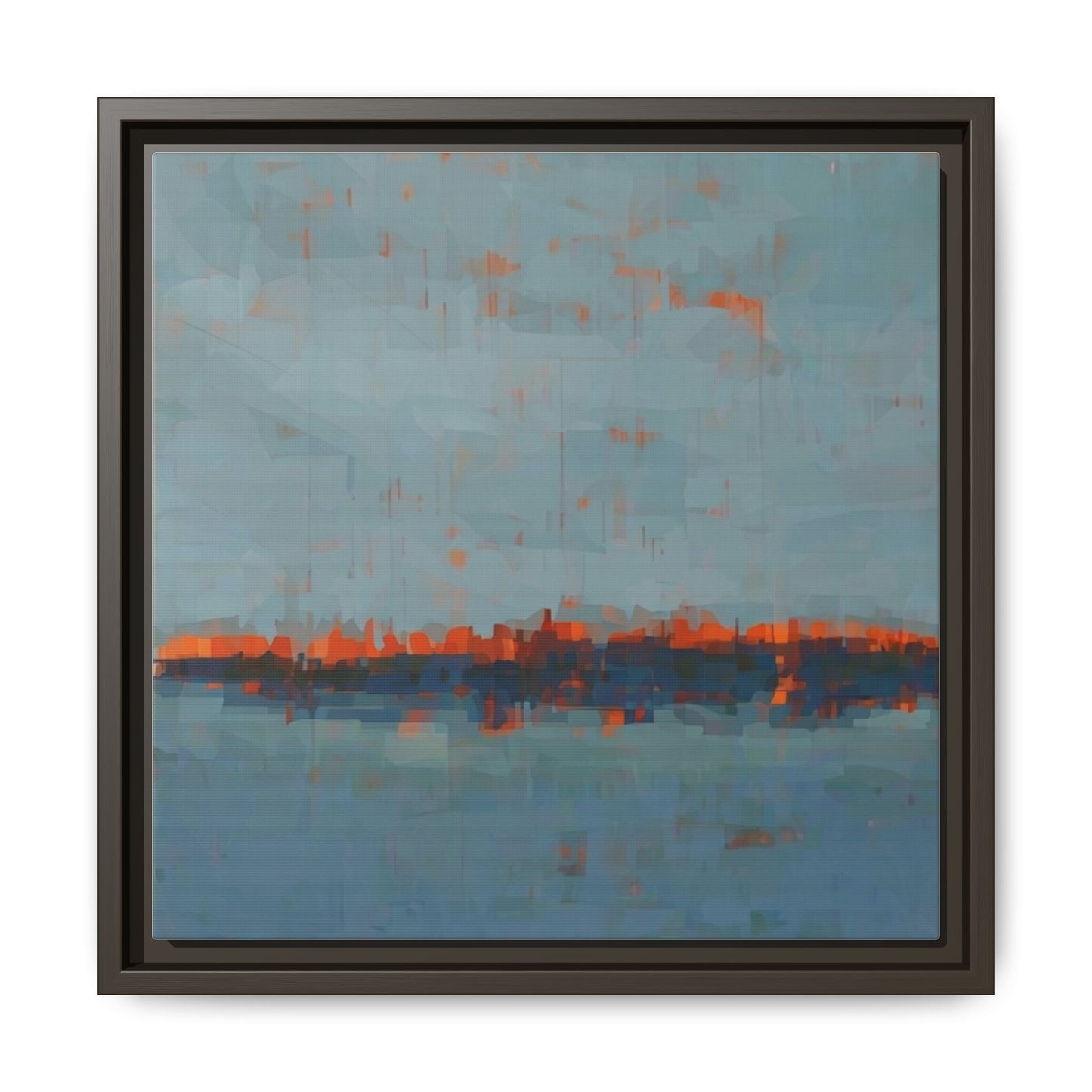 Framed Canvas Art — Teal & Orange Abstract Seascape