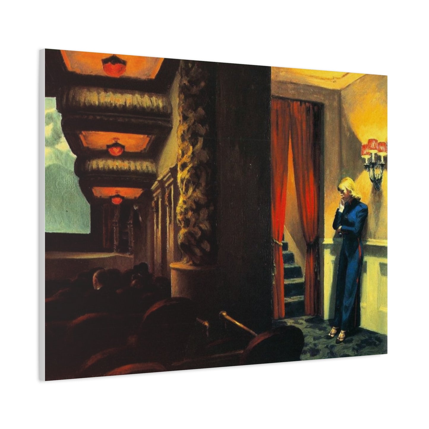 New York movie by Edward hopper Matte Canvas Wall Art Print