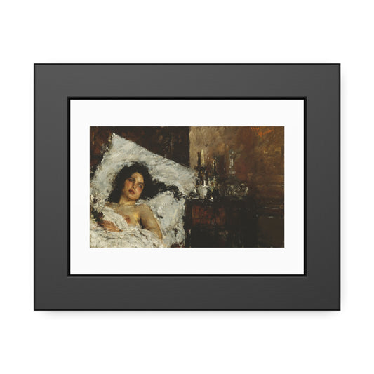 Resting by Antonio Mancini  Framed Poster Wall Art Print