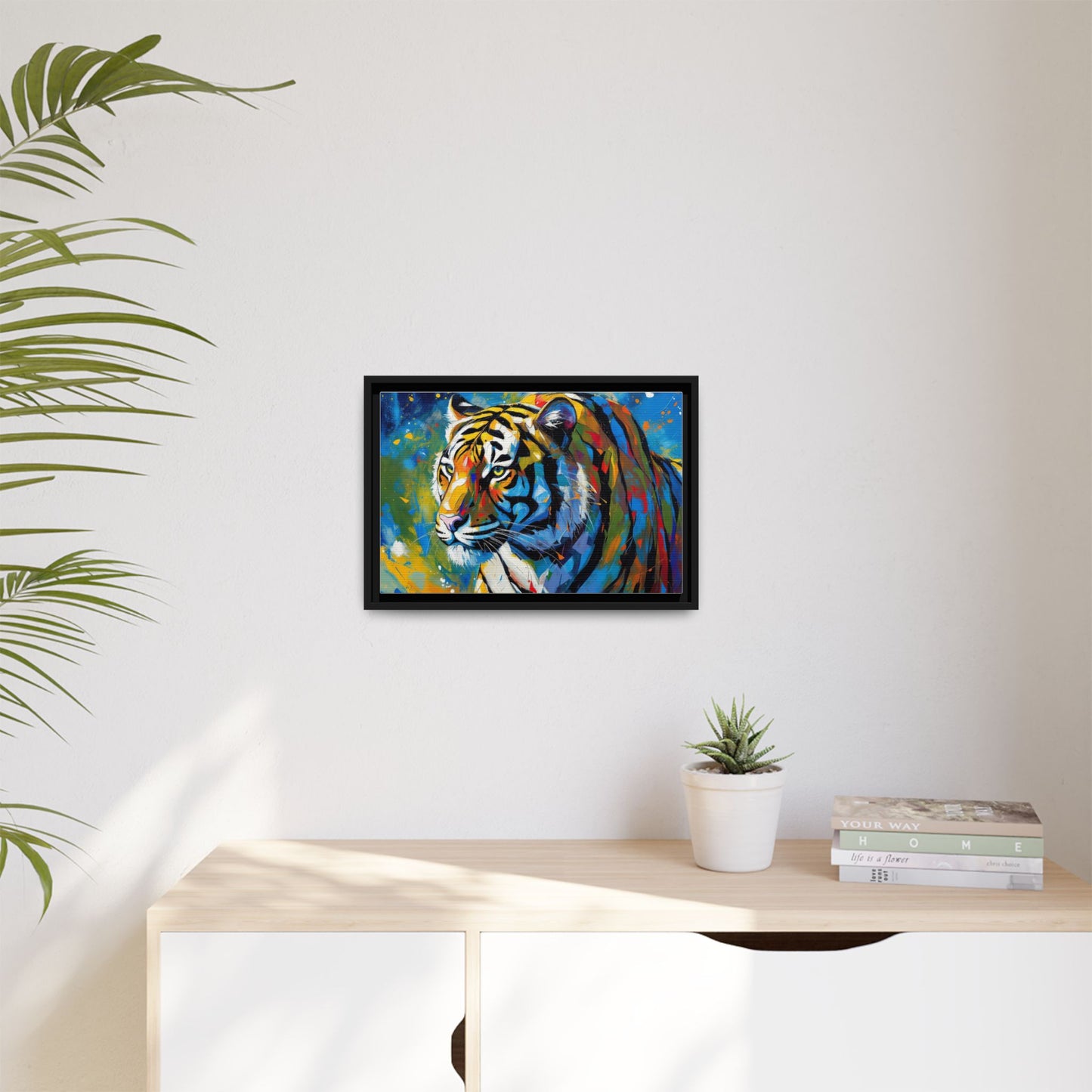 Colorful Tiger Matte Canvas Framed Art — Vibrant Wildlife Wall Decor