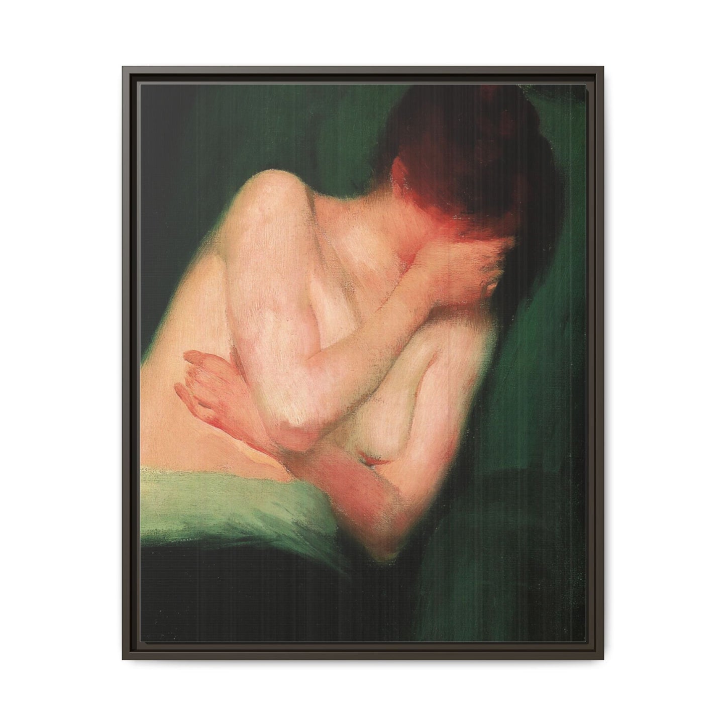 Female Nude by János Vaszary Framed Matte Canvas Wall Art Print