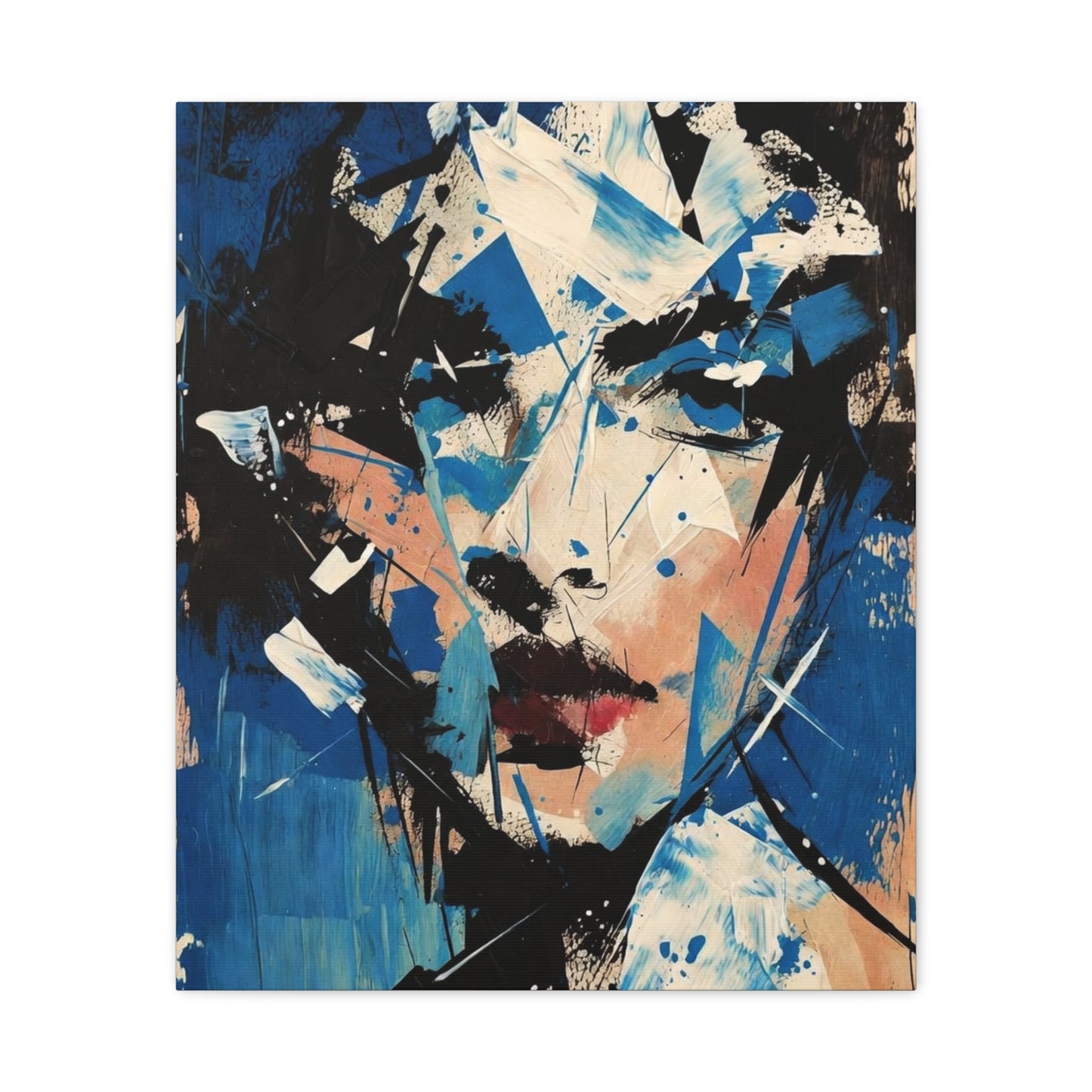 Abstract Blue Portrait Canvas Print — Modern Stretched Wall Art