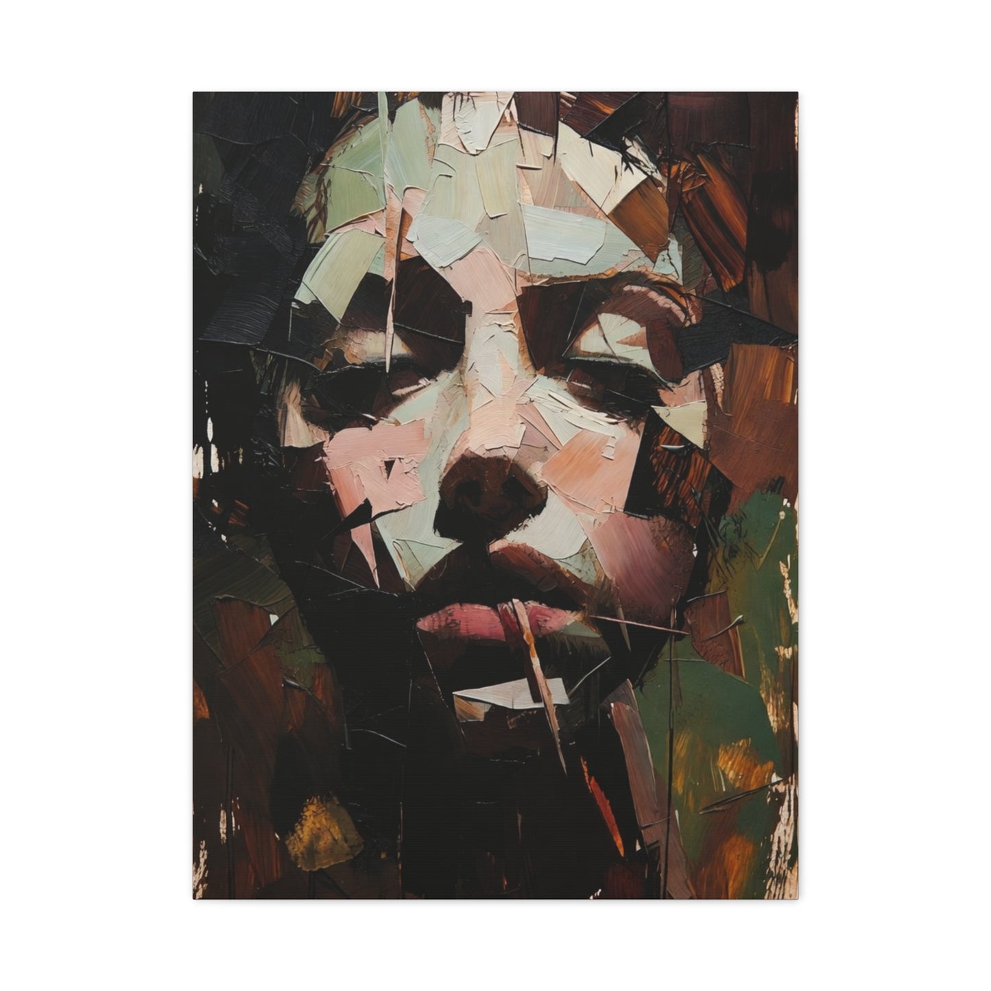 Abstract Portrait Matte Stretched Canvas (1.25") — Contemporary Textured Face Art