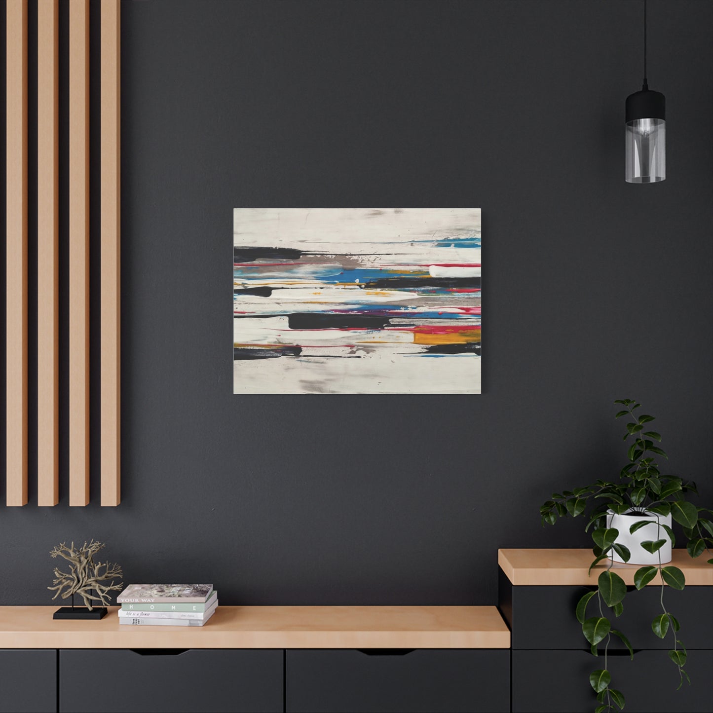 Abstract Color Streaks Matte Canvas Print — Modern Horizontal Wall Art