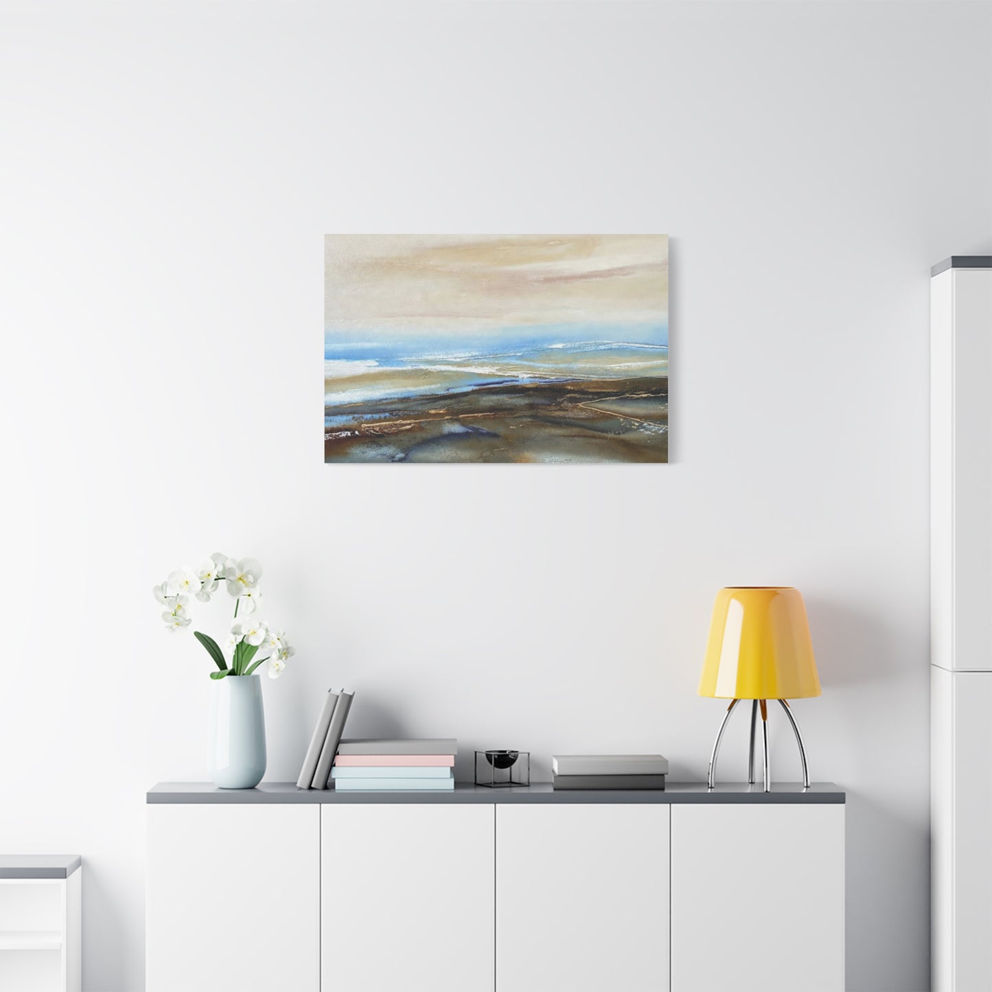 Coastal Abstract Matte Canvas Wall Art — Serene Ocean Horizon Stretch