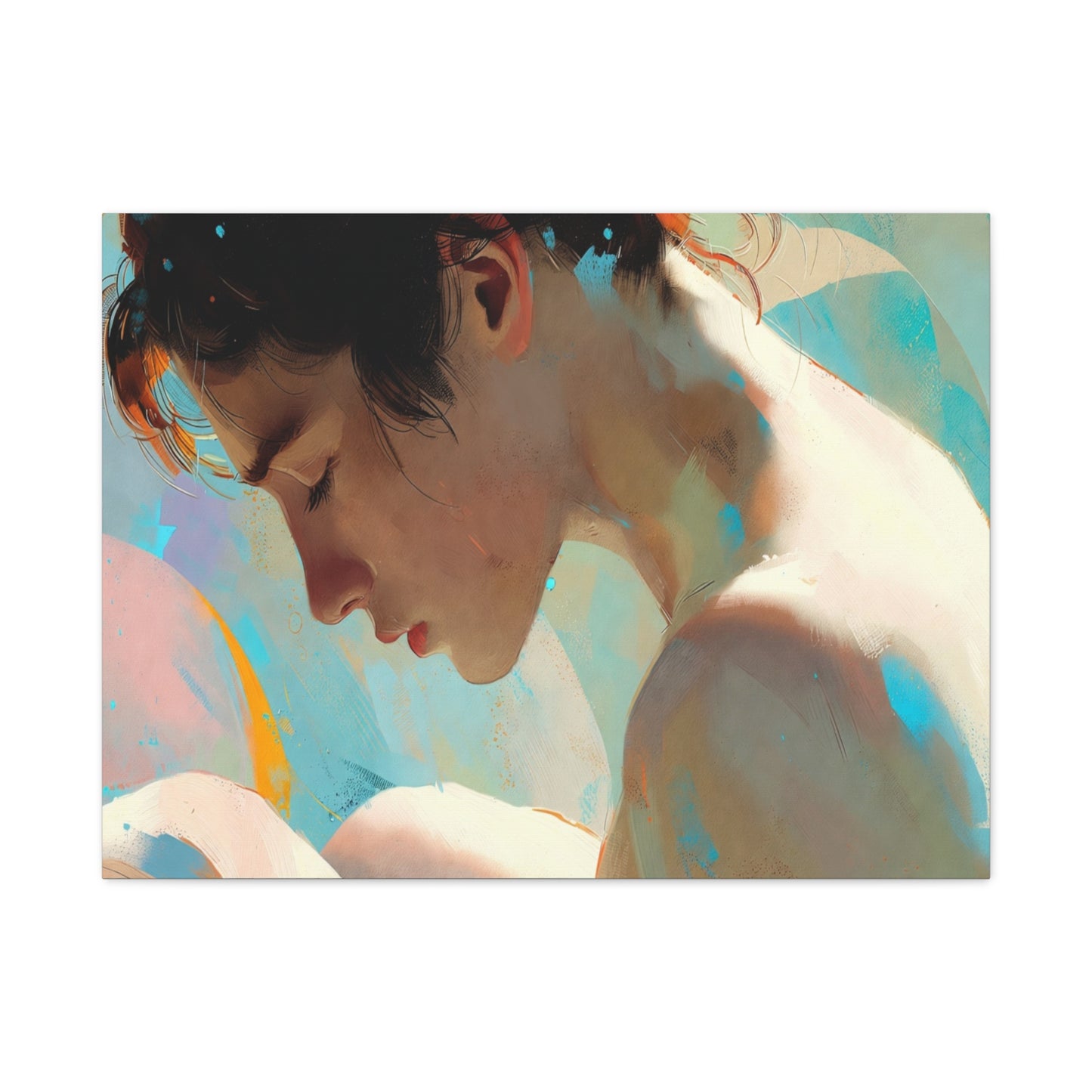 Dreamy Portrait Matte Canvas Print — Serene Female Profile Wall Art, Stretched 1.25"