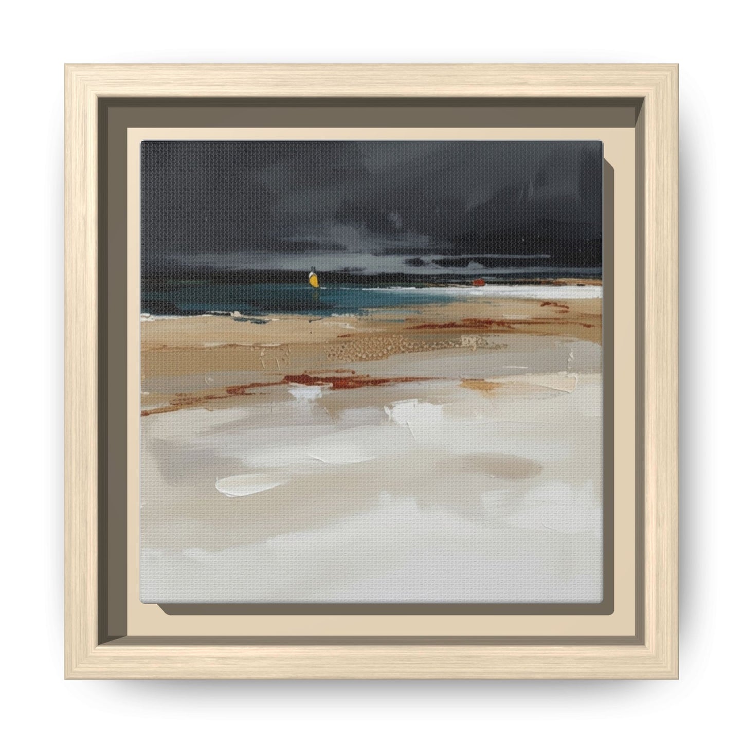 Framed Matte Canvas Beachscape Art Print — Coastal Abstract Wall Decor