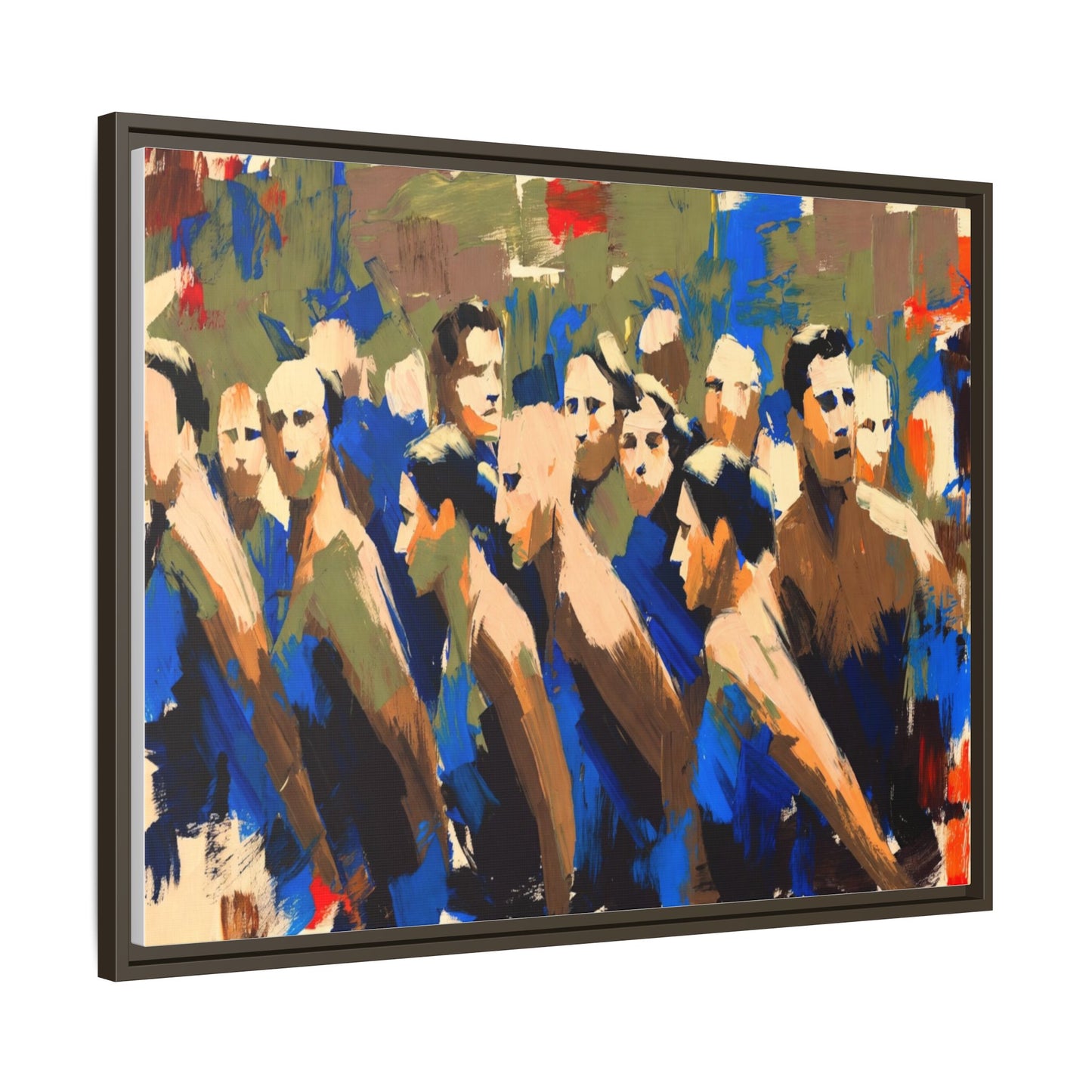 Abstract Crowd Matte Canvas Print — Framed Multi-Color Wall Art