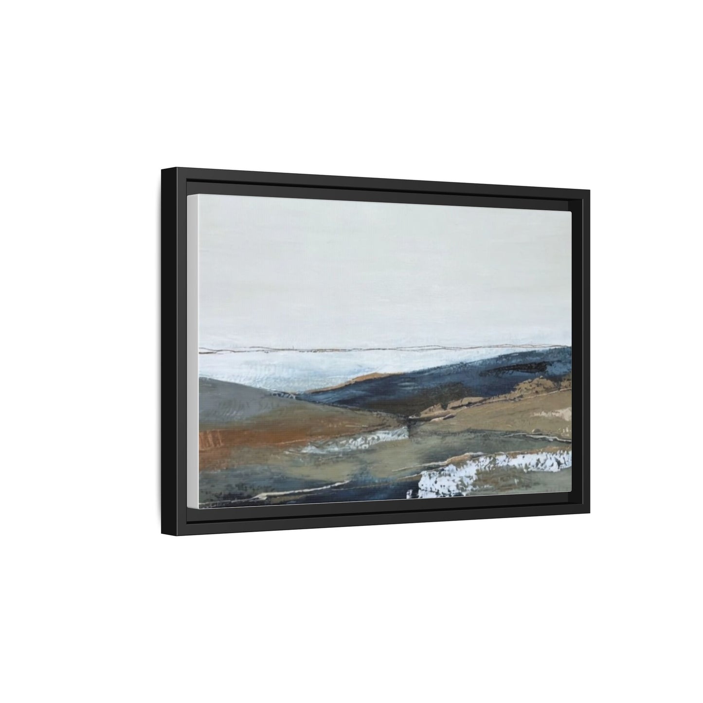 Framed Matte Canvas Wall Art — Serene Coastal Abstract Landscape