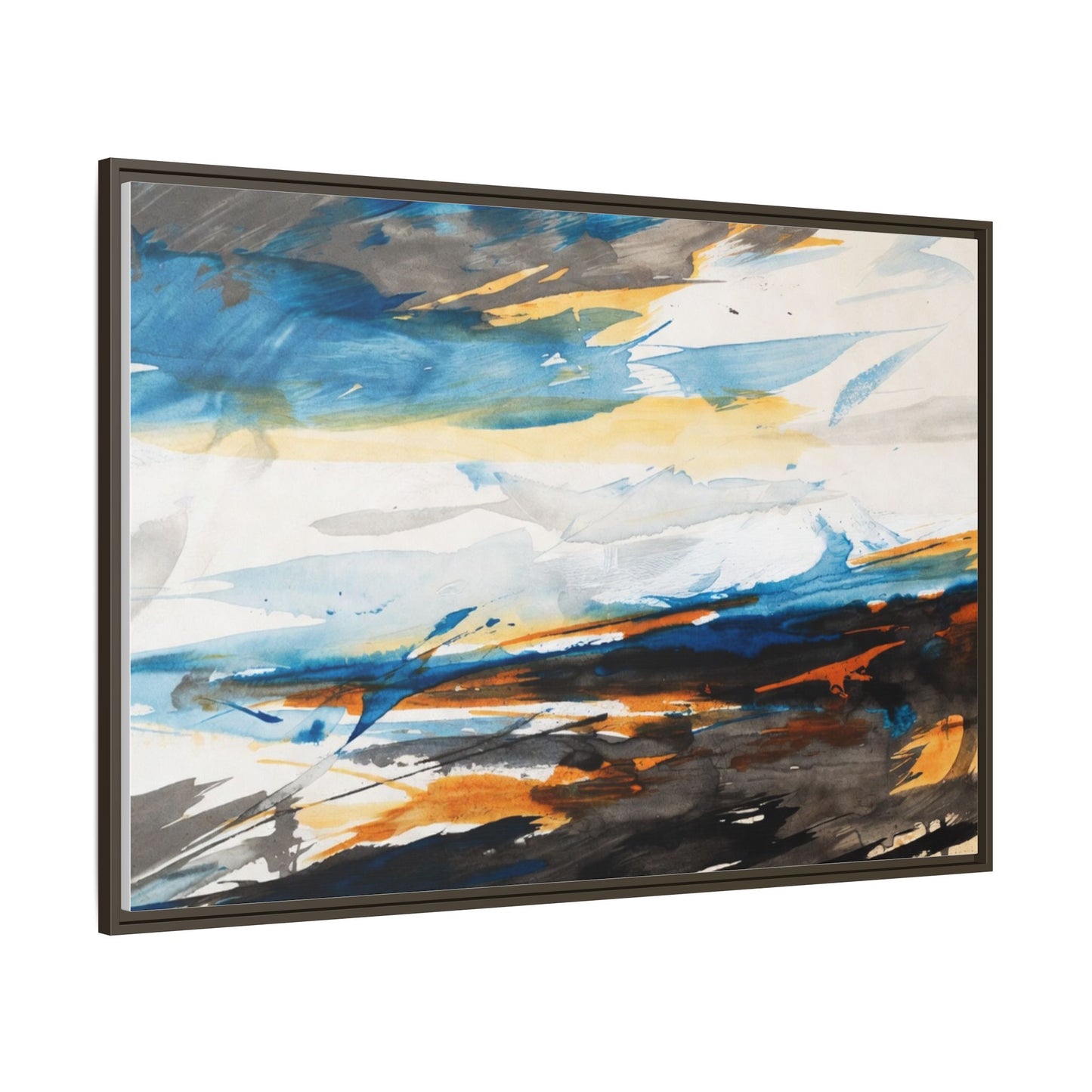 Abstract Coastal Waves Matte Canvas Framed Wall Art