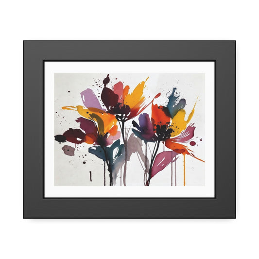 Abstract Watercolor Floral Framed Poster — Colorful Bloom Wall Art