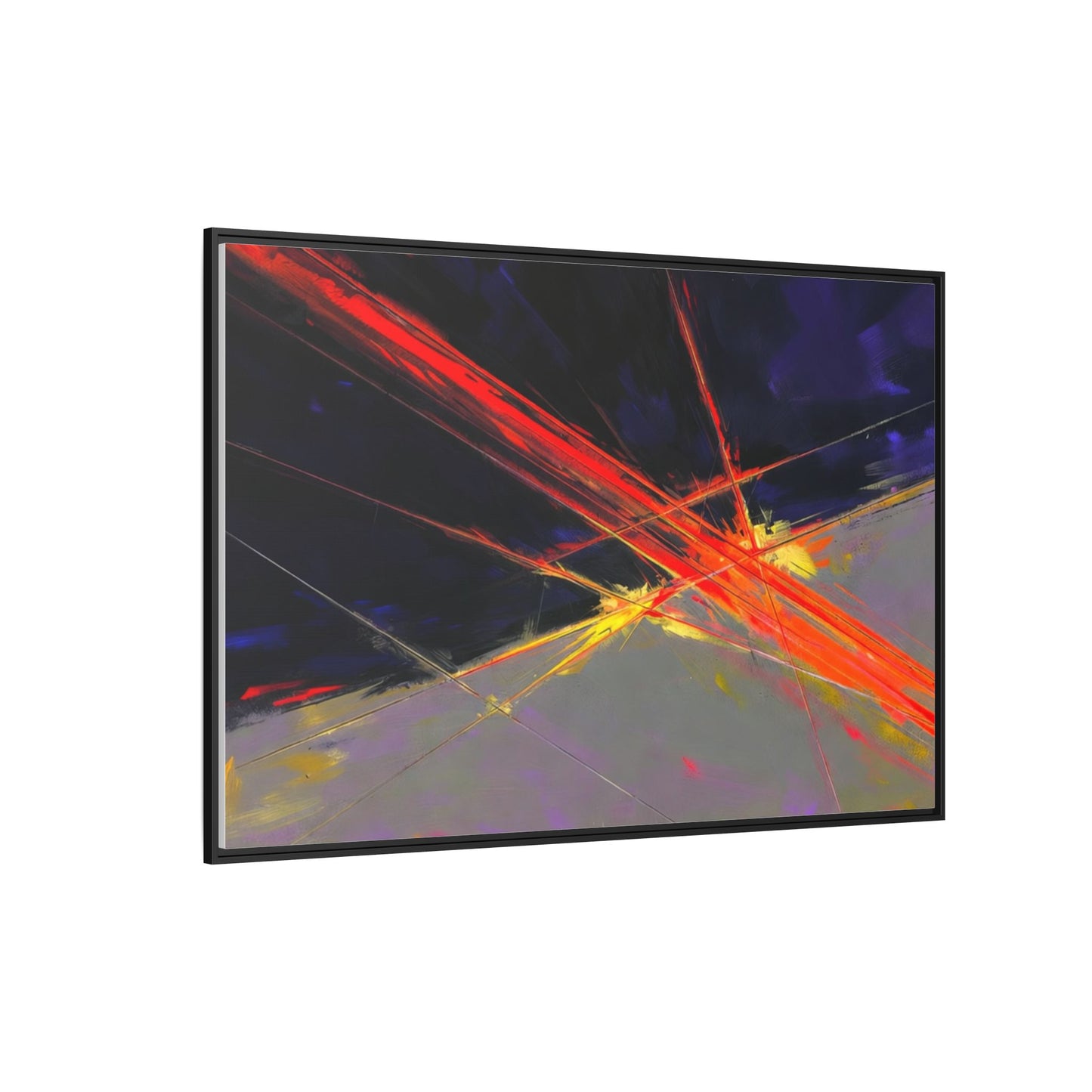 Abstract Red Streaks Framed Matte Canvas Art — Modern Multi‑Color Wall Decor