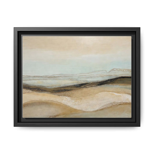 Framed Matte Canvas Wall Art — Neutral Abstract Landscape in Soft Blues & Earth Tones