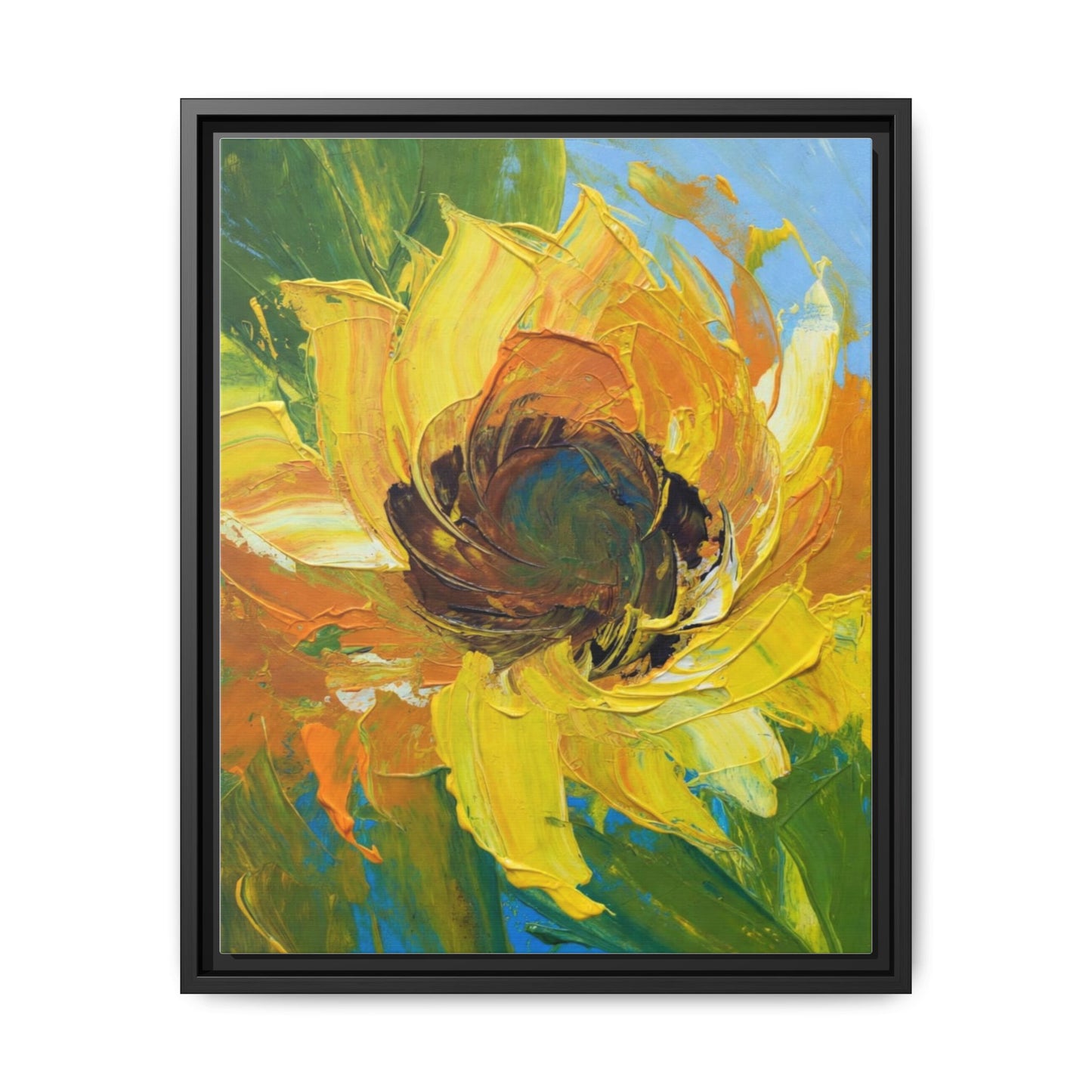 Framed Sunflower Abstract Matte Canvas Print