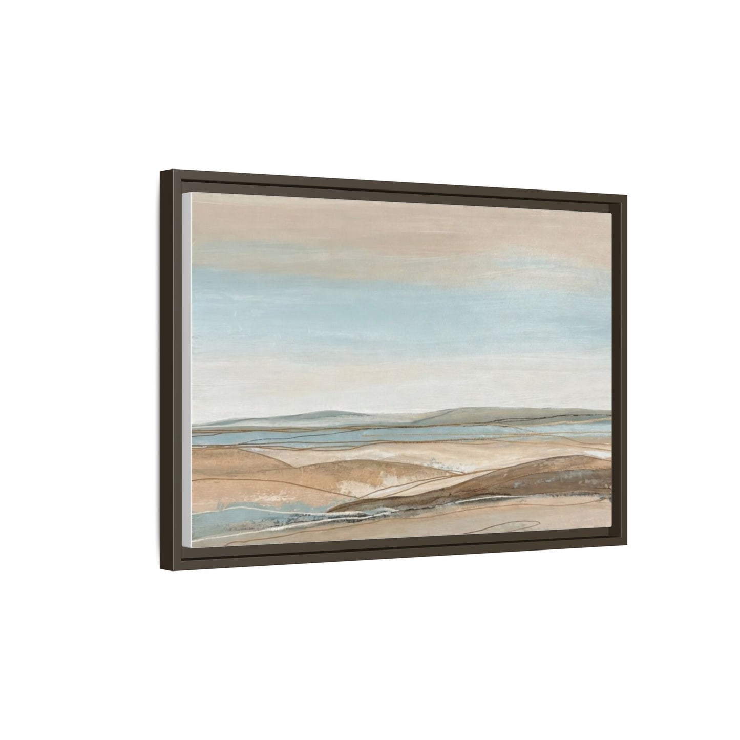 Framed Abstract Landscape Matte Canvas — Serene Coastal Horizon Wall Art