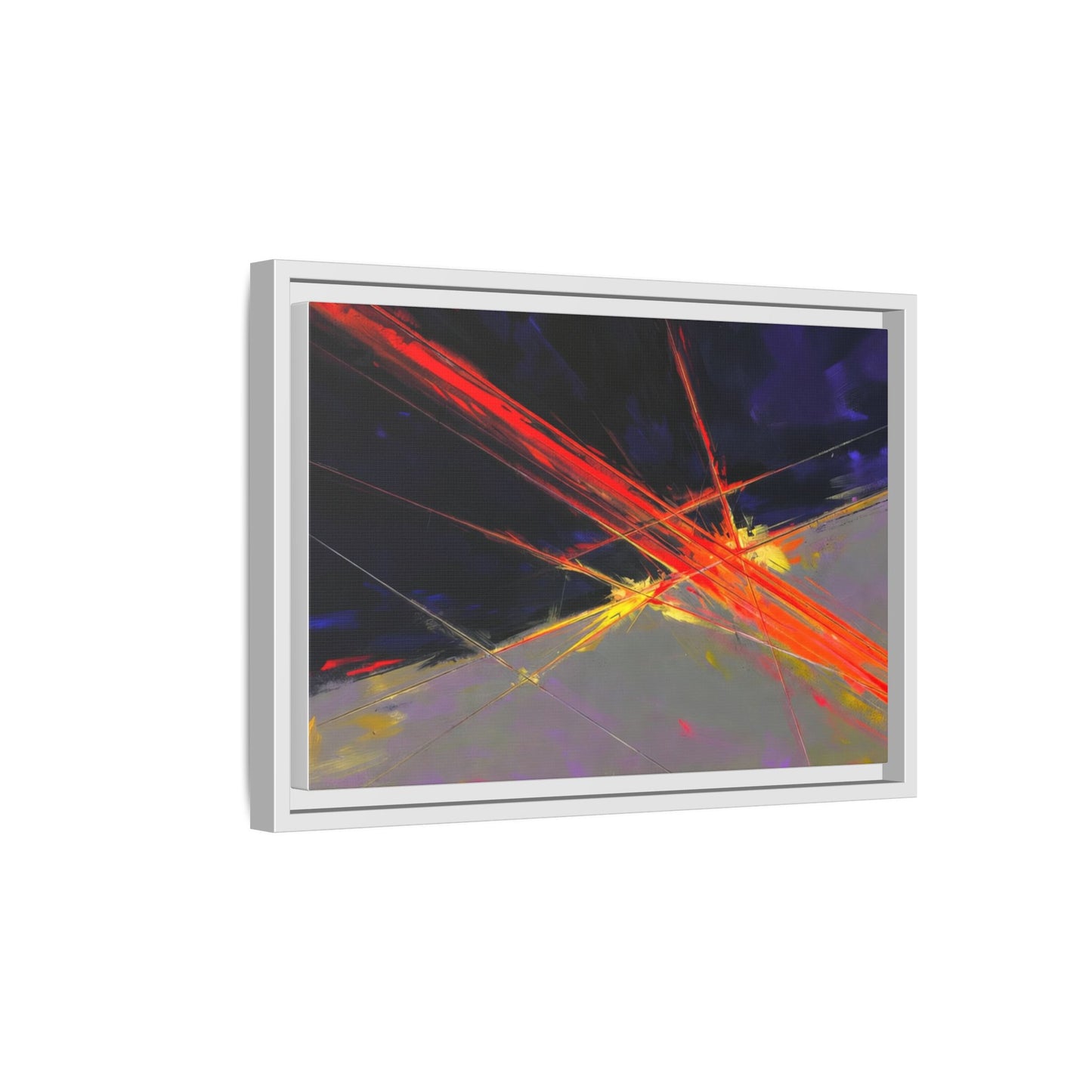 Abstract Red Streaks Framed Matte Canvas Art — Modern Multi‑Color Wall Decor