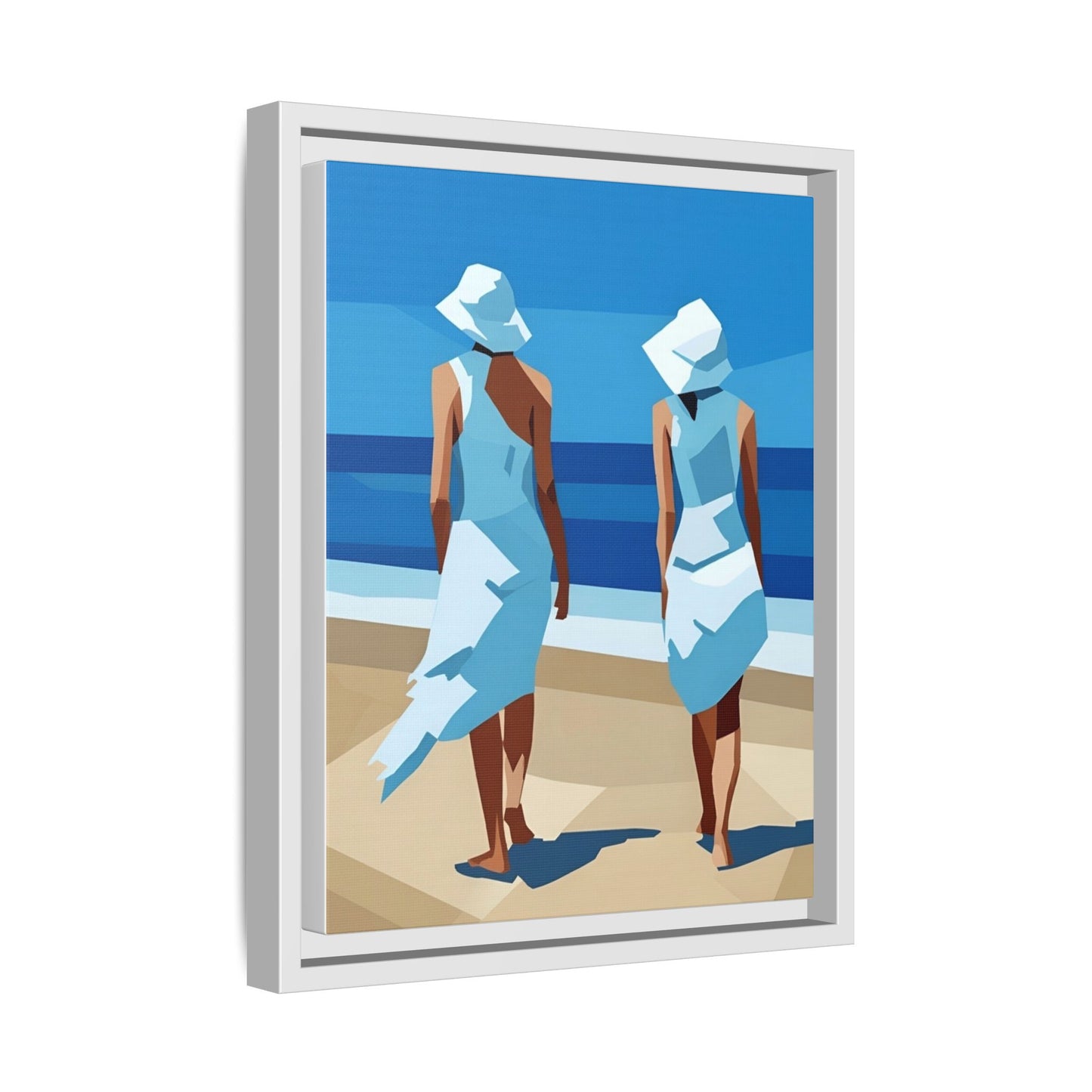 Seaside Stroll Matte Canvas Framed Print — Coastal Beach Art
