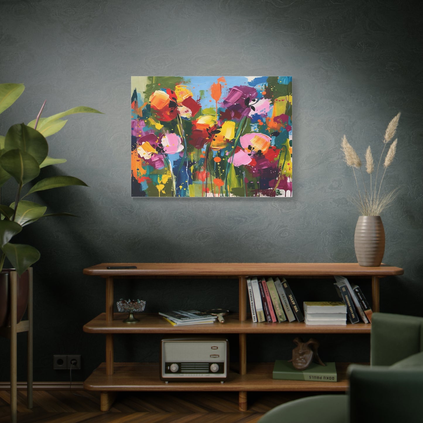Vibrant Abstract Floral Canvas — Colorful Poppy Wall Art, Matte Stretched 1.25"