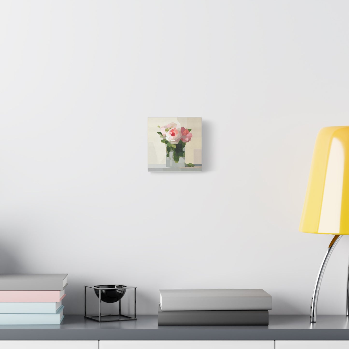 Pink Rose Still Life Canvas — Modern Floral Wall Art, Matte Stretched Canvas