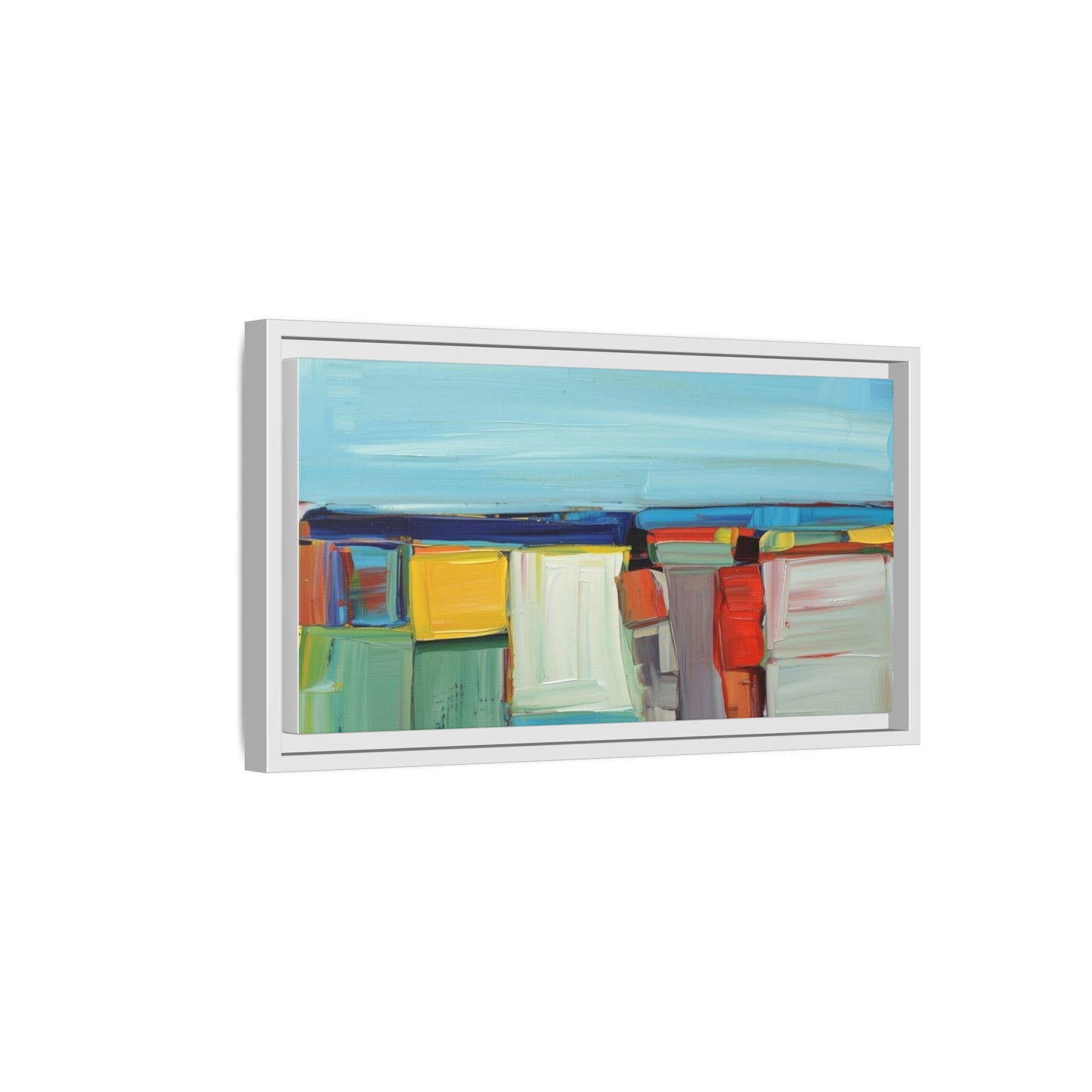 Abstract Coastal Blocks Matte Canvas Print (Framed)