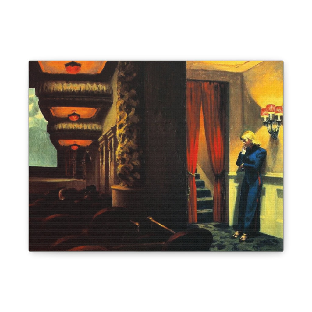 New York movie by Edward hopper Matte Canvas Wall Art Print