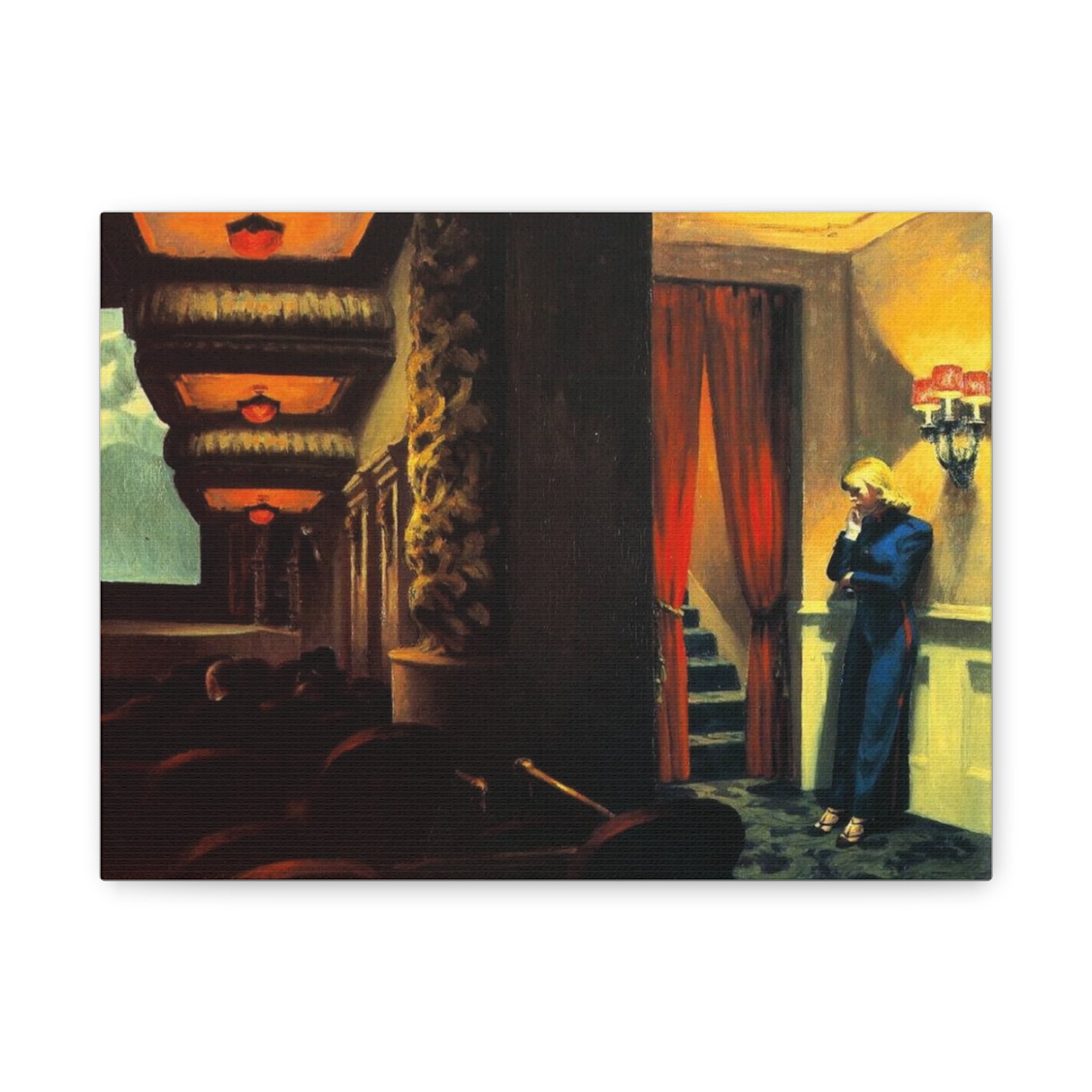 New York movie by Edward hopper Matte Canvas Wall Art Print