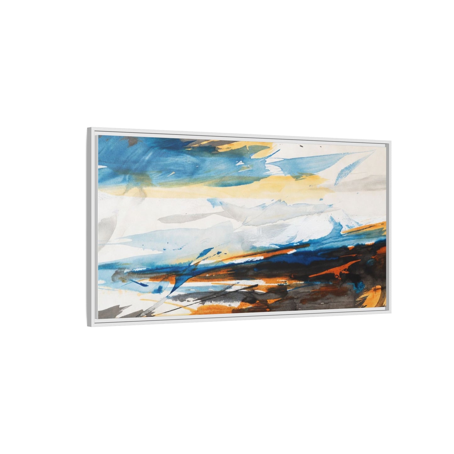 Abstract Coastal Waves Matte Canvas Framed Wall Art