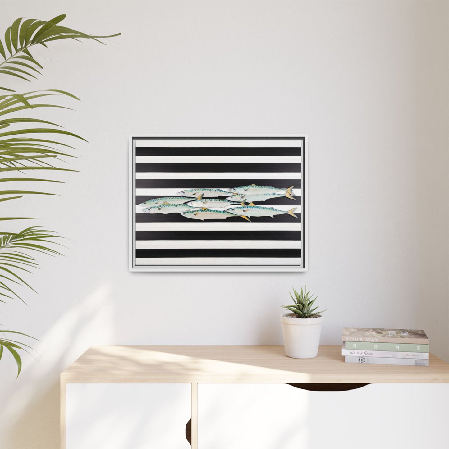 Striped Mackerel Canvas Print — Framed Matte Fish Wall Art