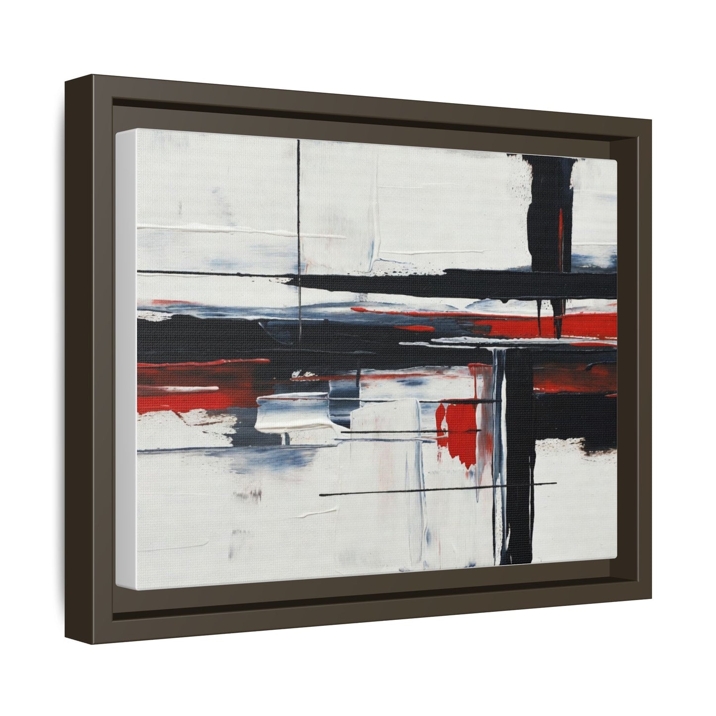 Abstract Red & Black Framed Canvas Art — Modern Matte Wall Painting