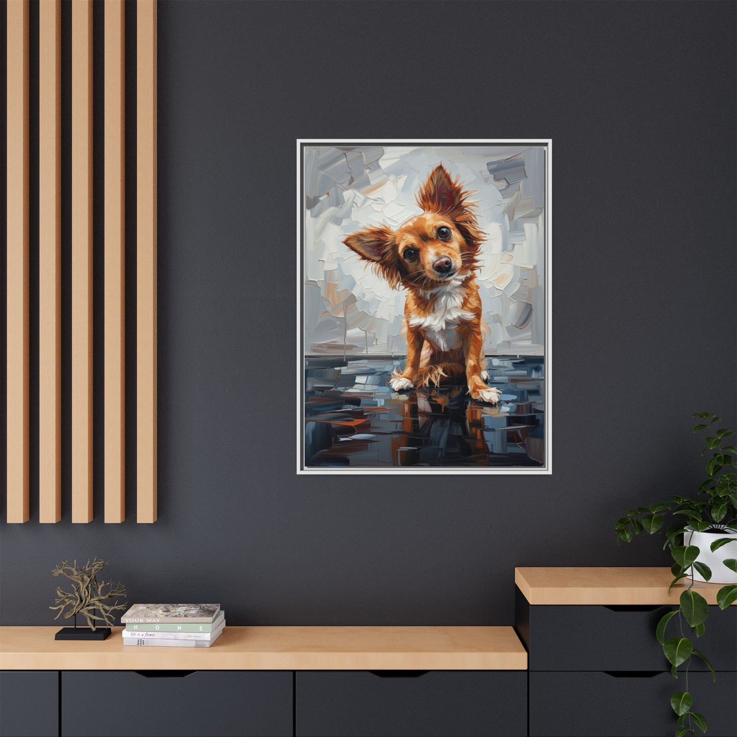 Framed Matte Canvas Print — Playful Brown Dog Portrait