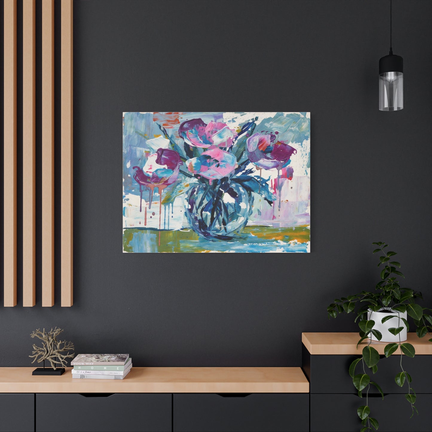 Abstract Floral Canvas Wall Art — Colorful Bouquet Matte Stretched Canvas