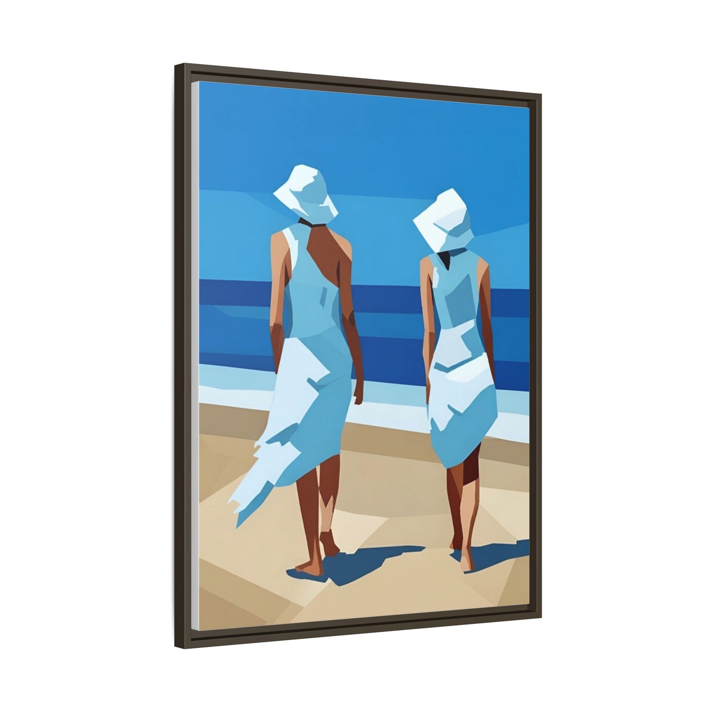 Seaside Stroll Matte Canvas Framed Print — Coastal Beach Art