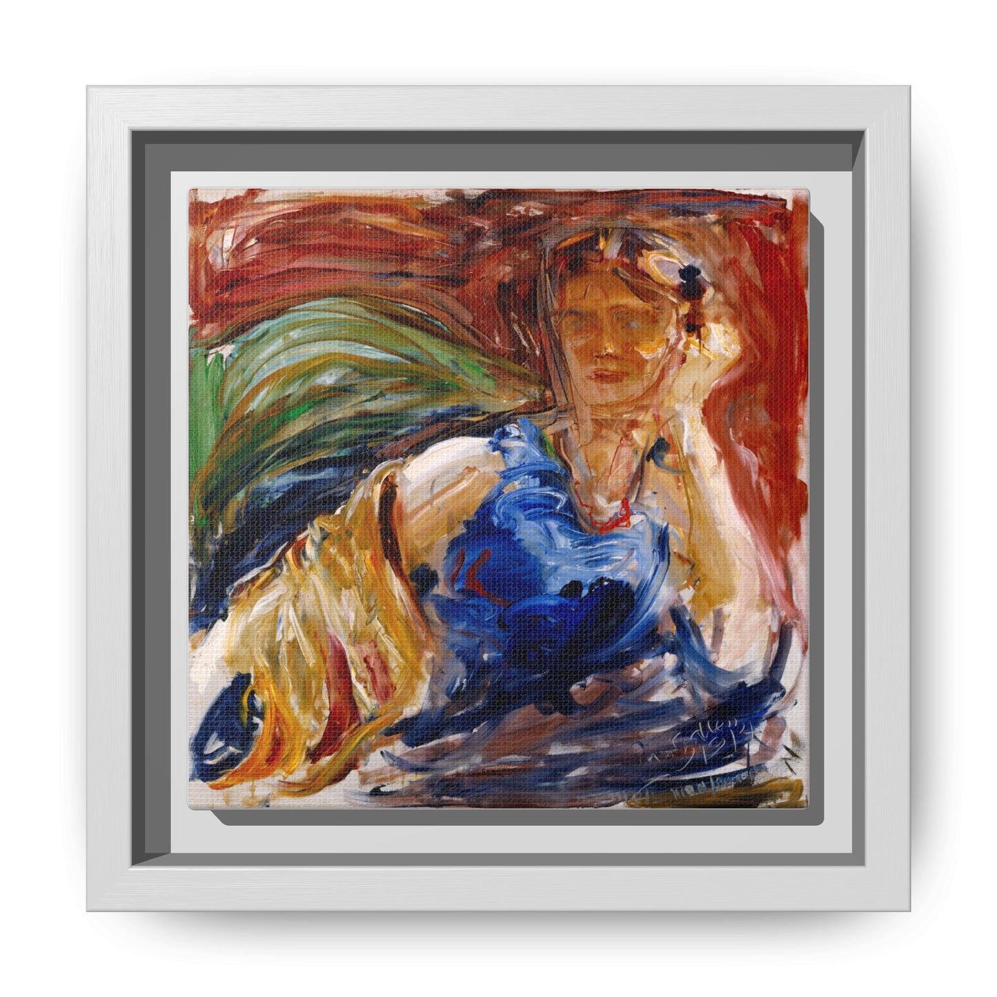 Portrait of hyllis Sjostrom by Akseli Gallen-Kallela Canvas Matte Framed Wall Art Print