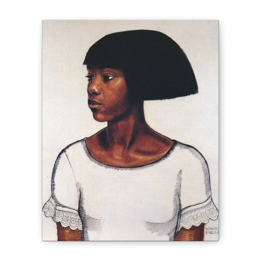 Portrait of a Young Woman by Winold Reiss Portrait Canvas Print – Matte Stretched Wall Art