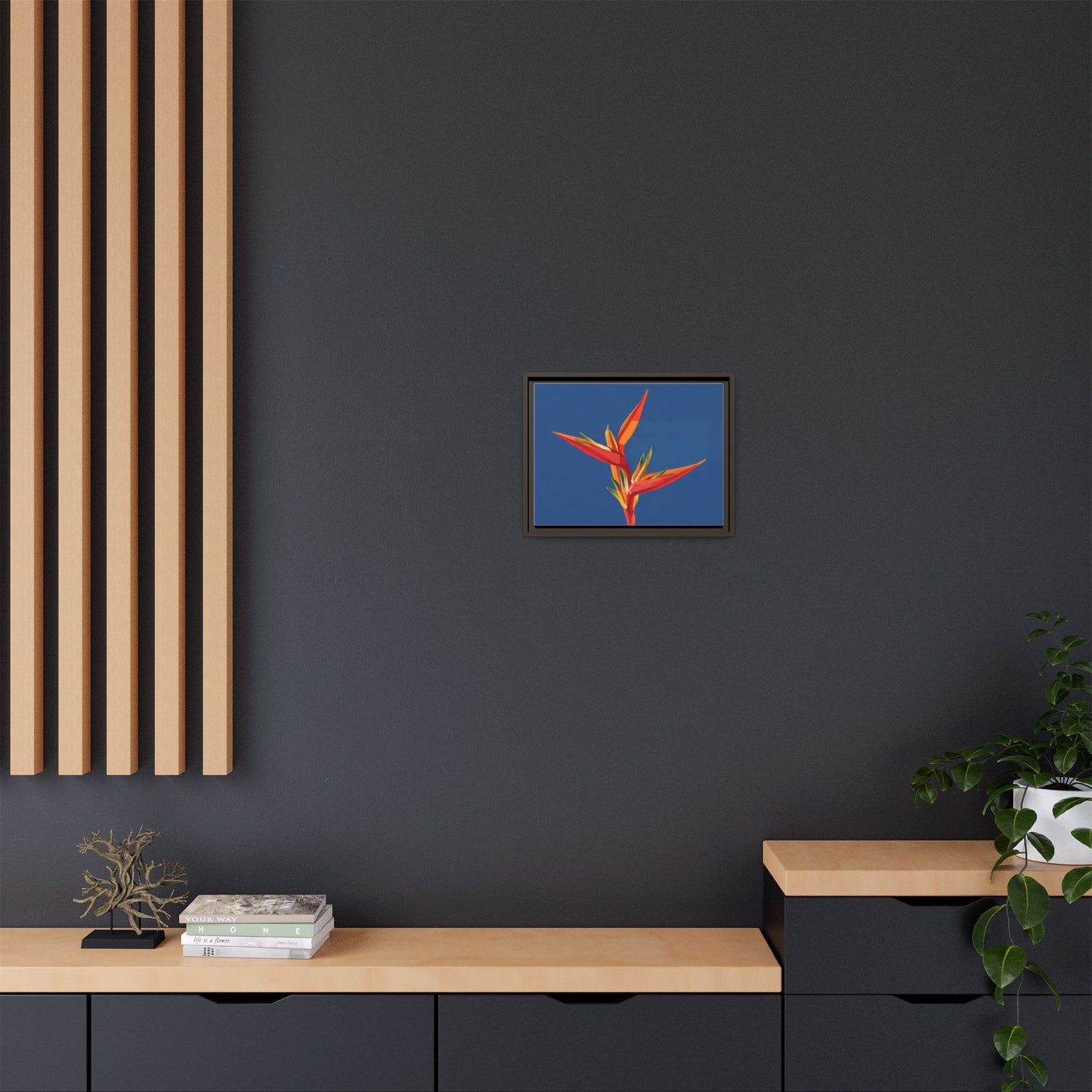 Framed Matte Canvas – Tropical Bird of Paradise Floral Wall Art