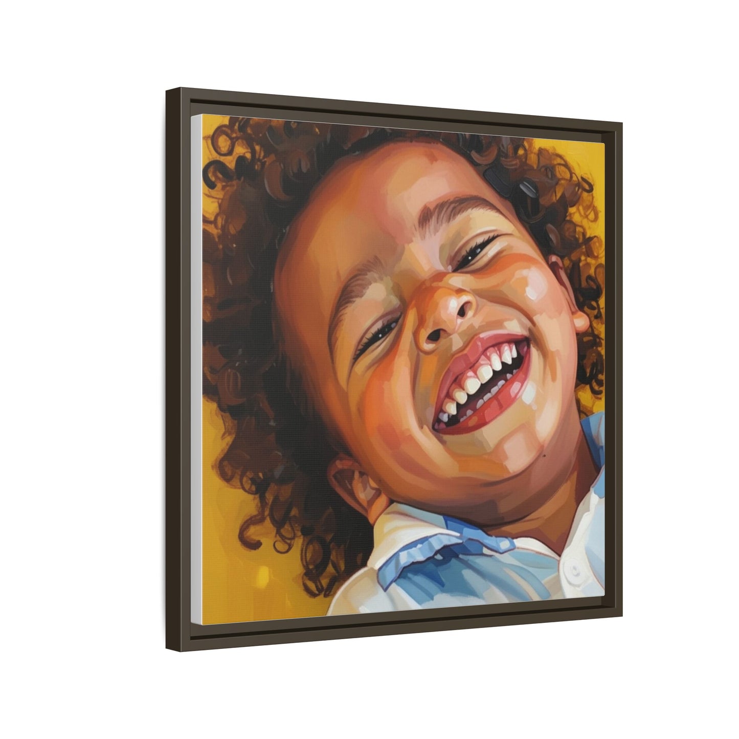 Framed Matte Canvas Print – Joyful Child Portrait, Colorful Nursery Wall Art