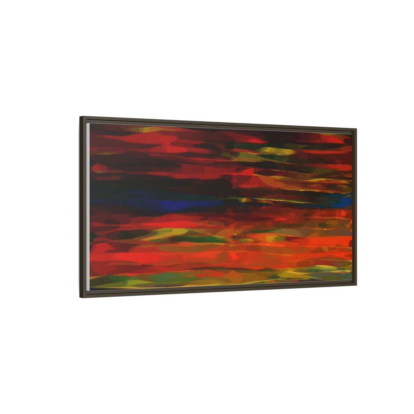 Abstract Multi-Color Matte Canvas Framed Wall Art — Bold Red & Blue Modern Painting