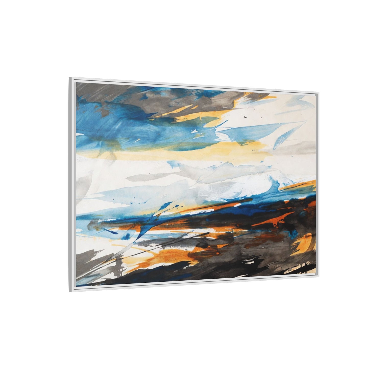 Abstract Coastal Waves Matte Canvas Framed Wall Art