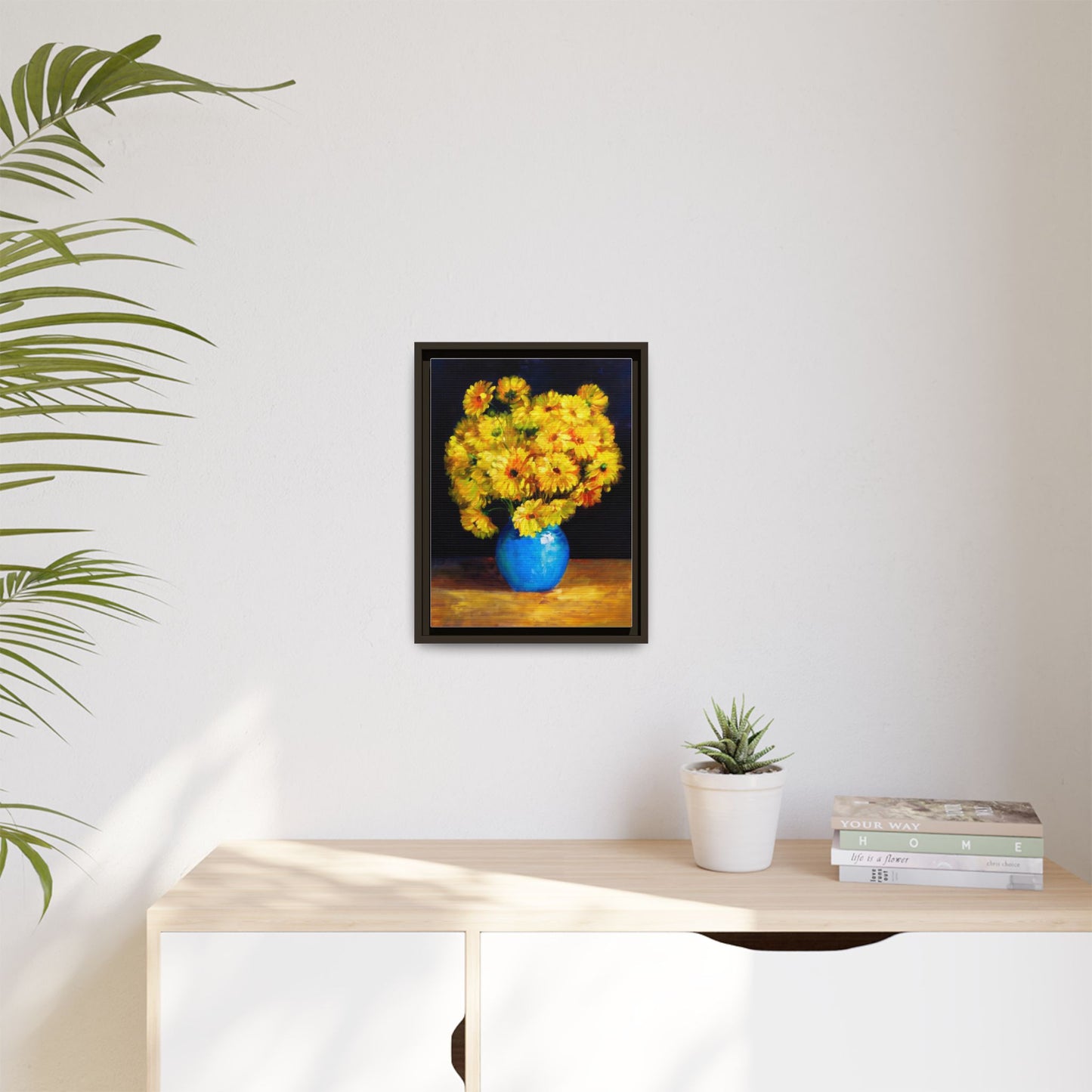 Yellow Daisy Bouquet Matte Canvas Framed Wall Art