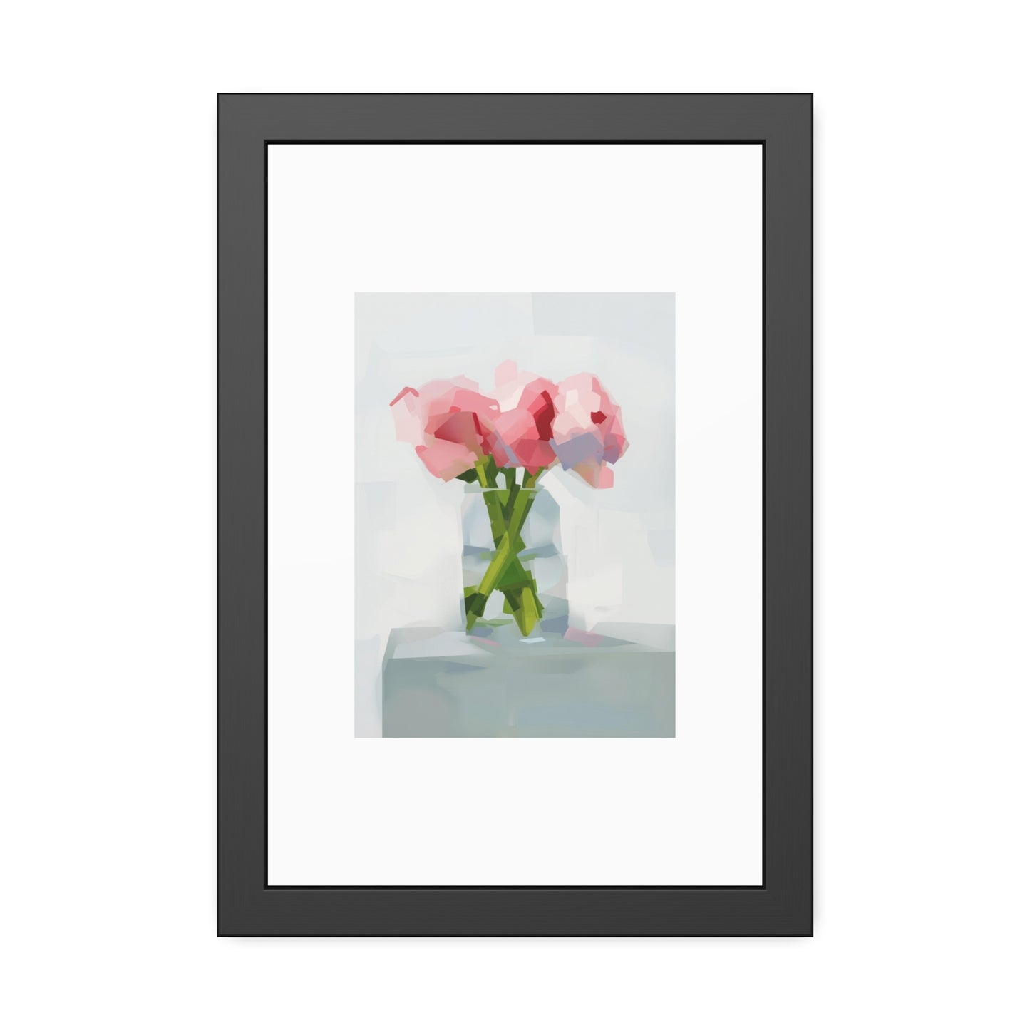Framed Poster — Pink Floral Still Life Art Print (Modern Minimal)