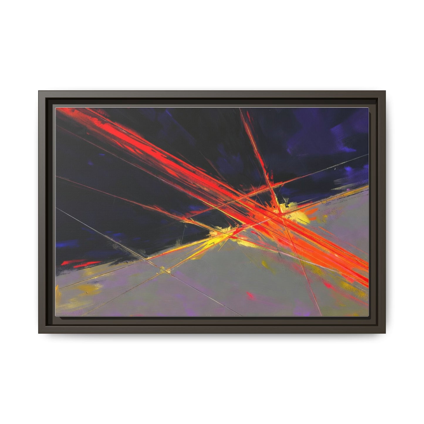 Abstract Red Streaks Framed Matte Canvas Art — Modern Multi‑Color Wall Decor