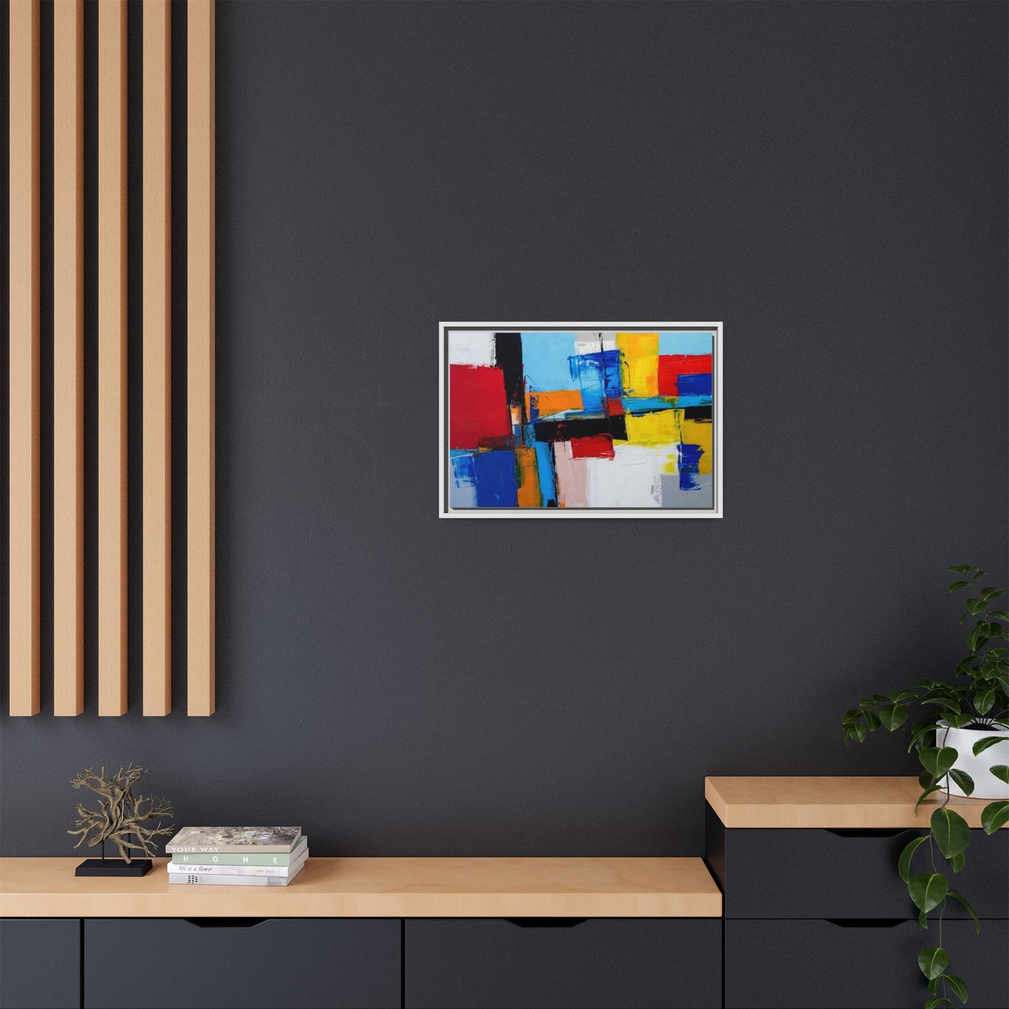 Abstract Color Block Matte Canvas Framed Wall Art